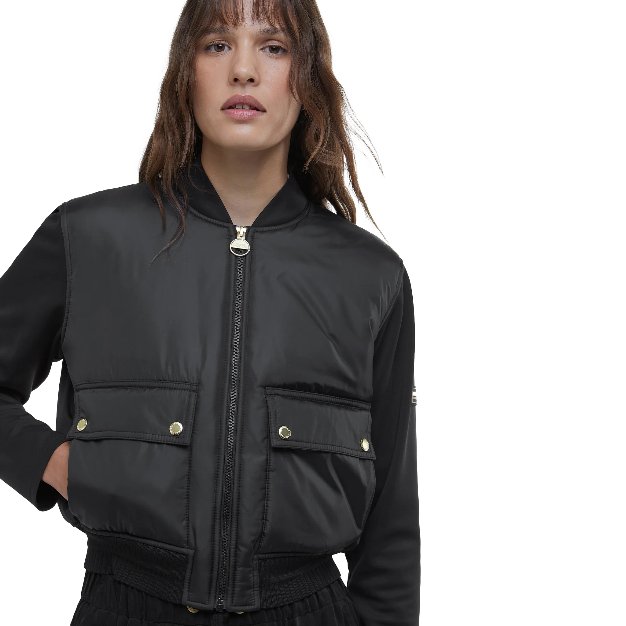 Womens Barbour International Black Emerson Quilted Sweat Jacket - Image 3