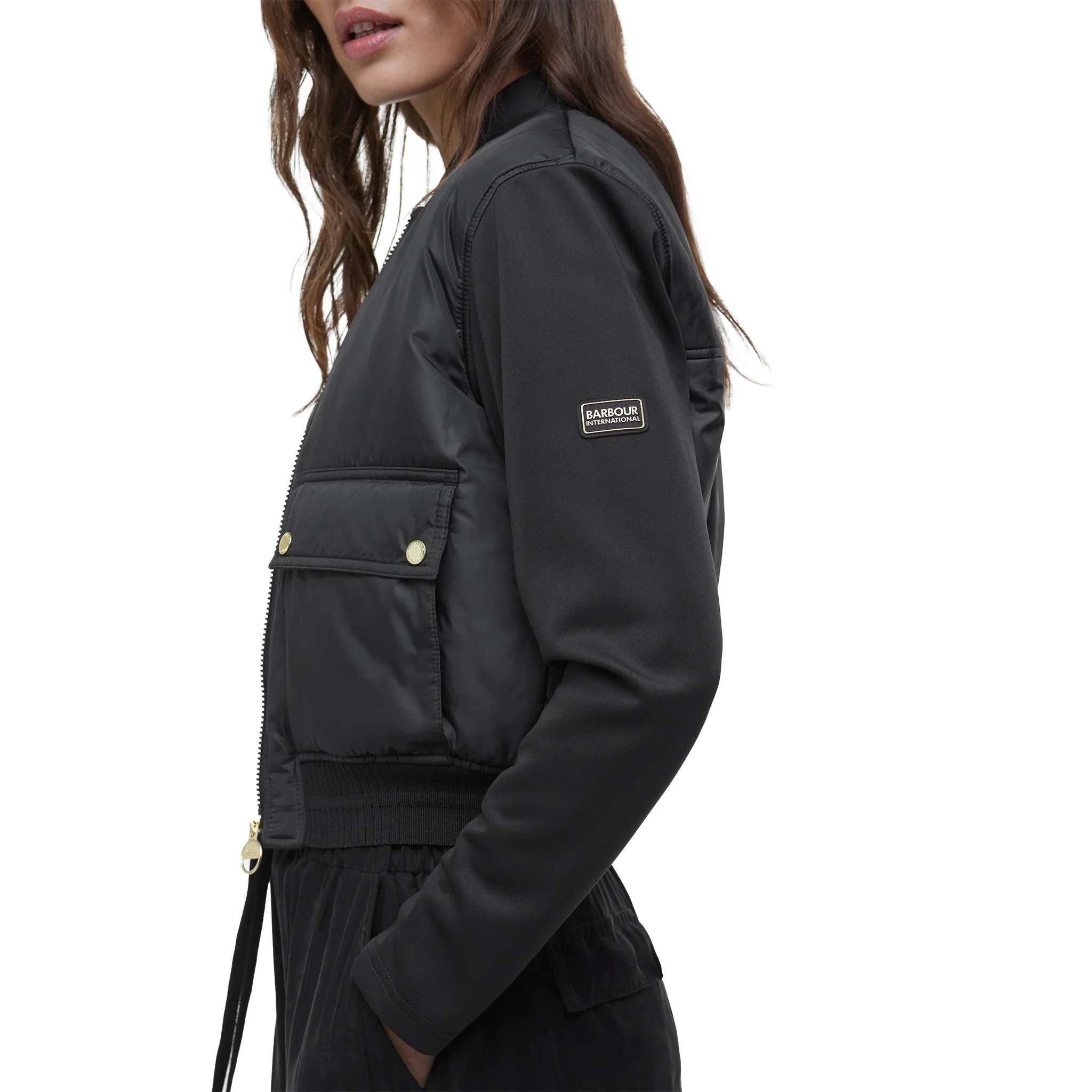 Womens Barbour International Black Emerson Quilted Sweat Jacket - Image 5