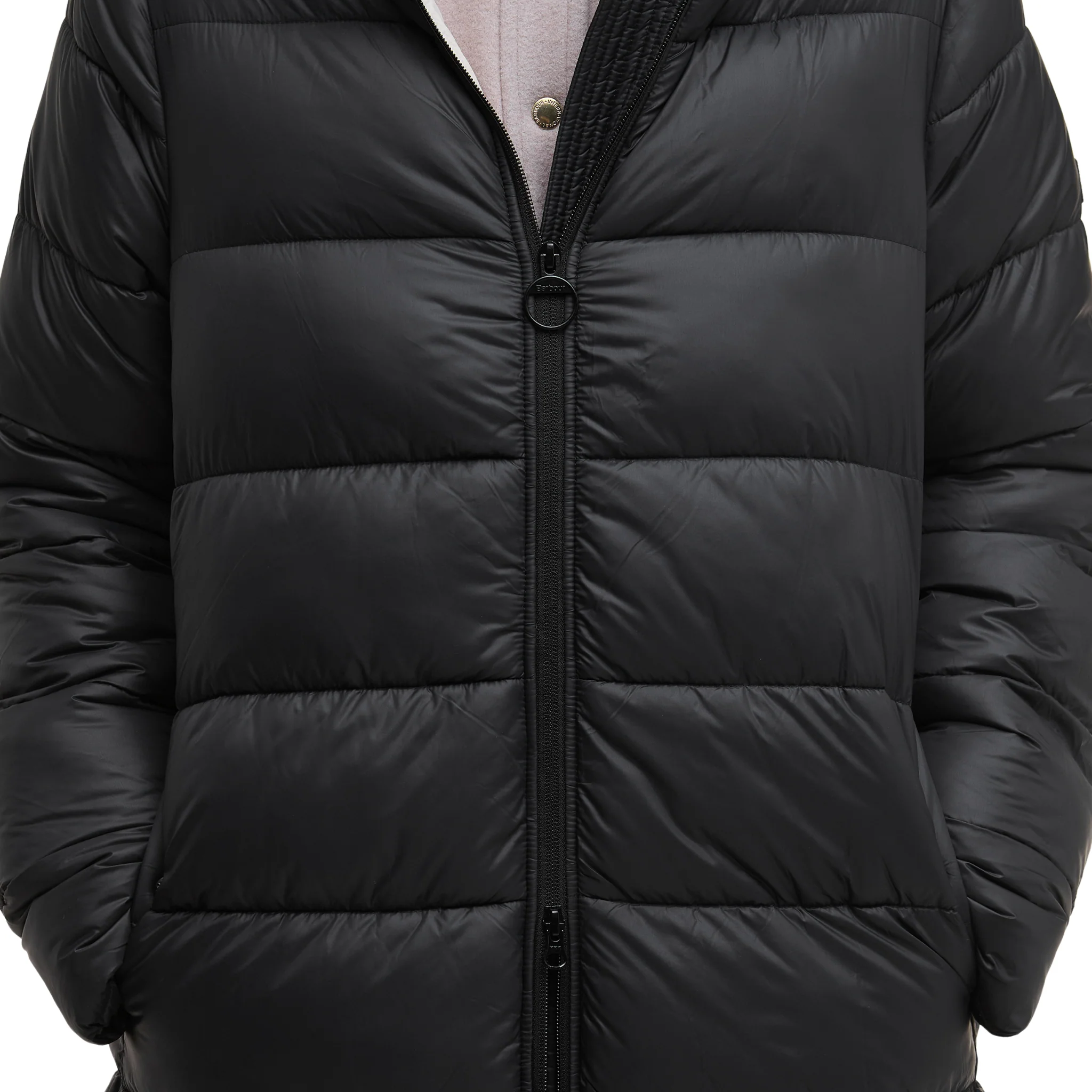 Womens Barbour International Black Longline Olivio Padded Coat - Image 4