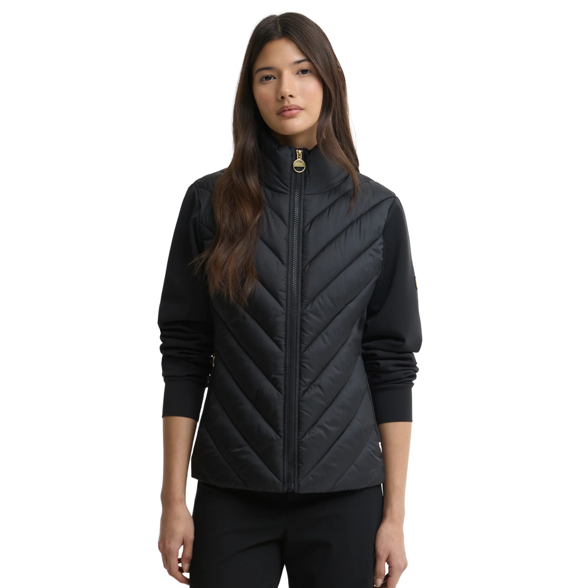 Womens Barbour International Black Luxara Quilted Sweat Jacket - Image 2