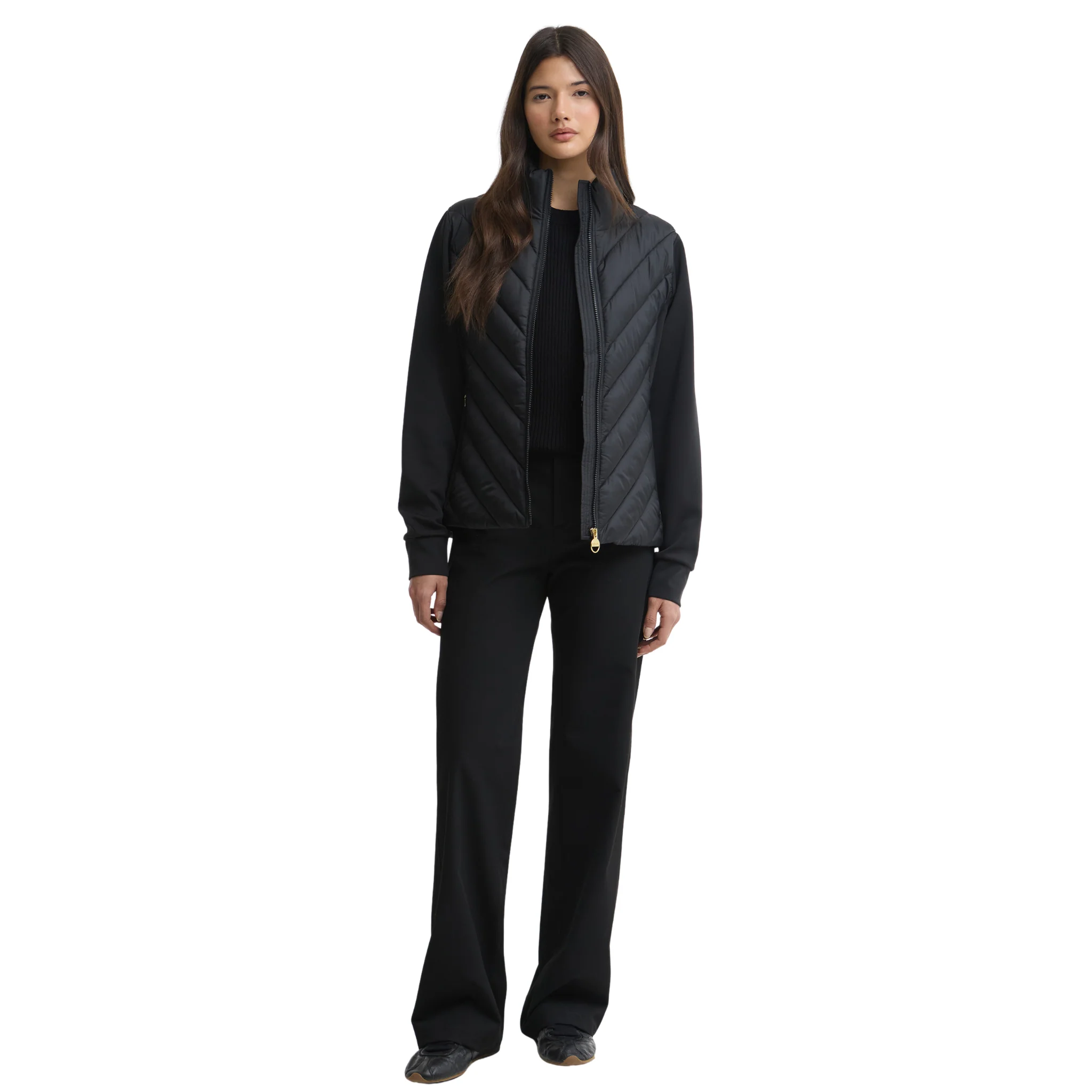 Womens Barbour International Black Luxara Quilted Sweat Jacket - Image 4