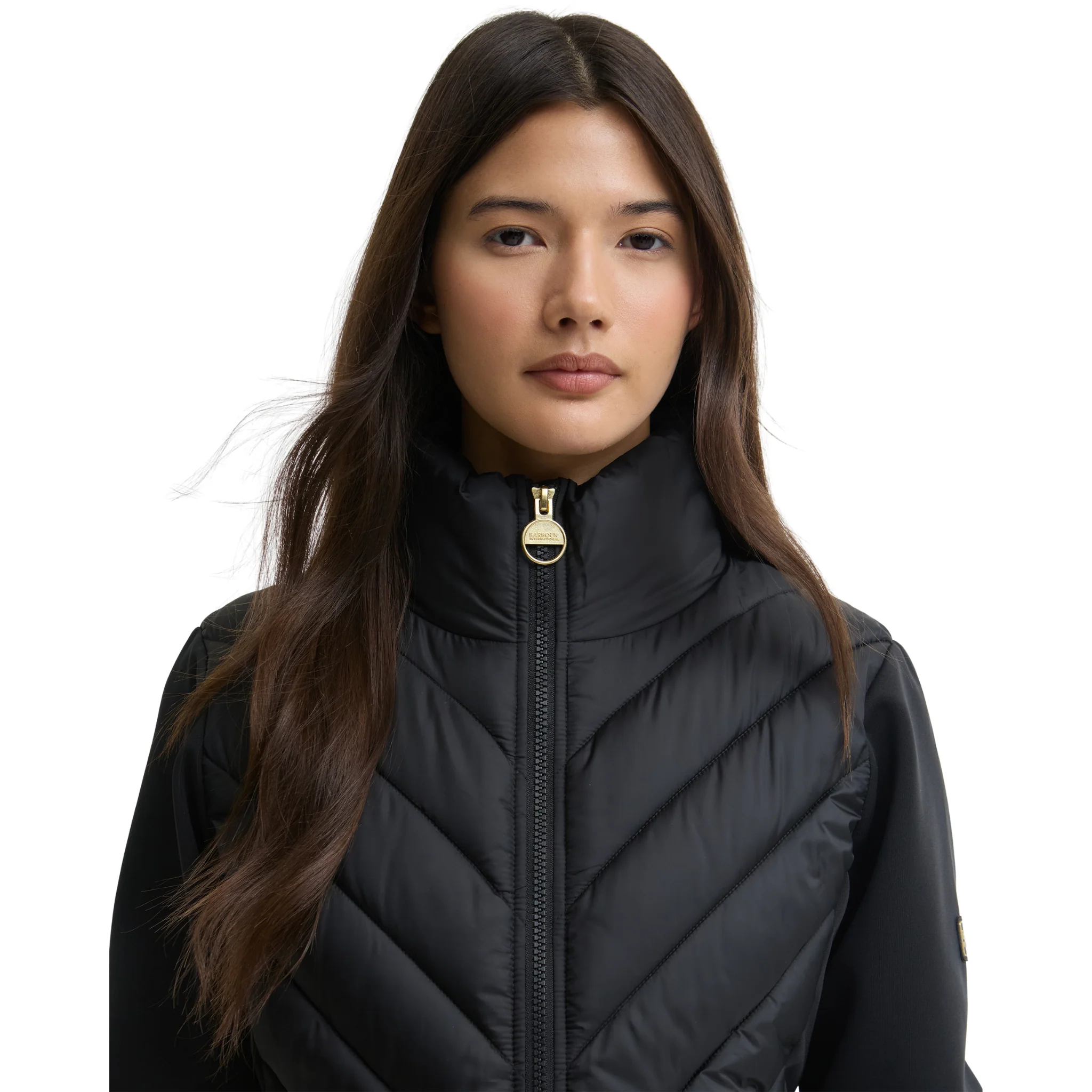 Womens Barbour International Black Luxara Quilted Sweat Jacket - Image 5