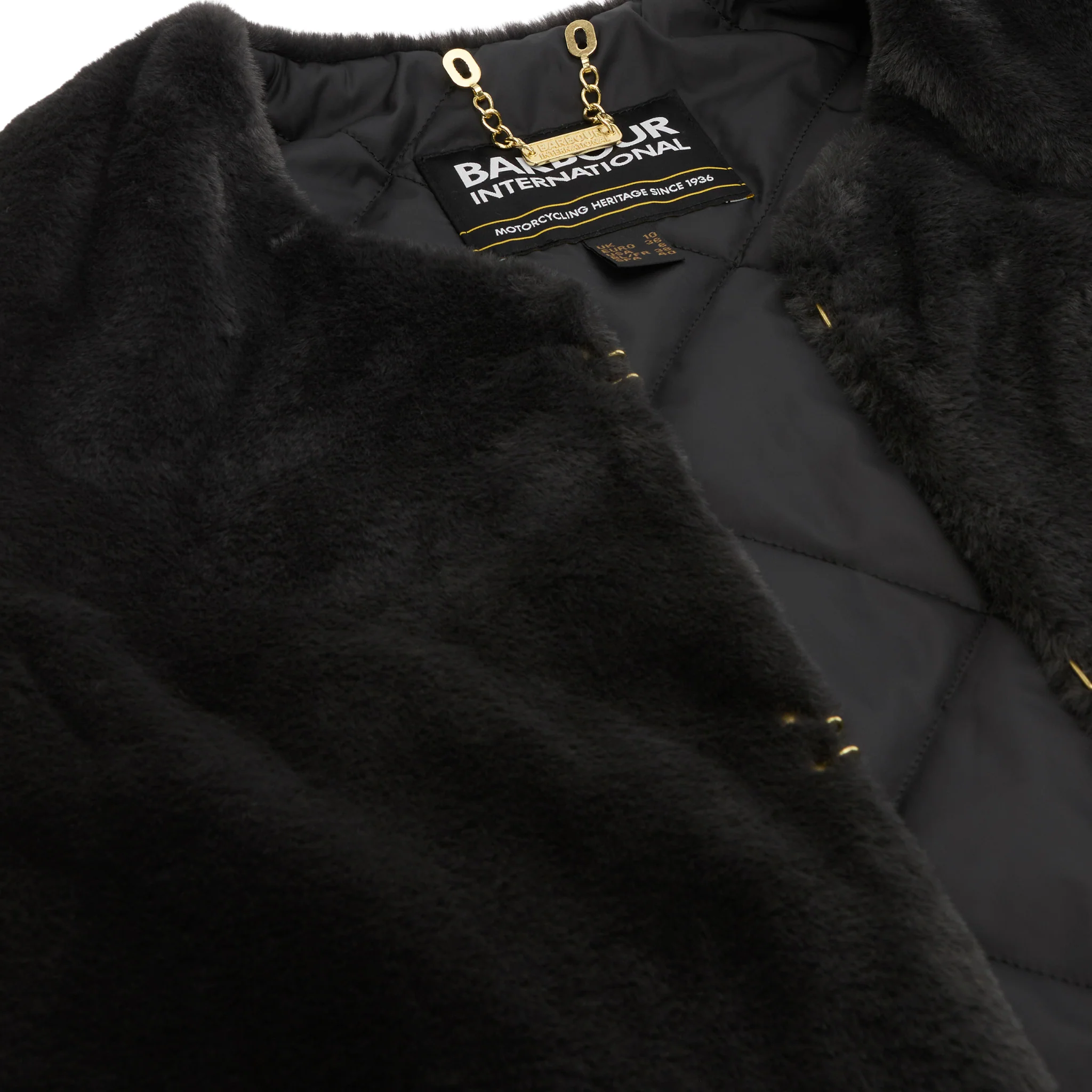 Womens Barbour International Black Mialn Fur Gilet - Image 4