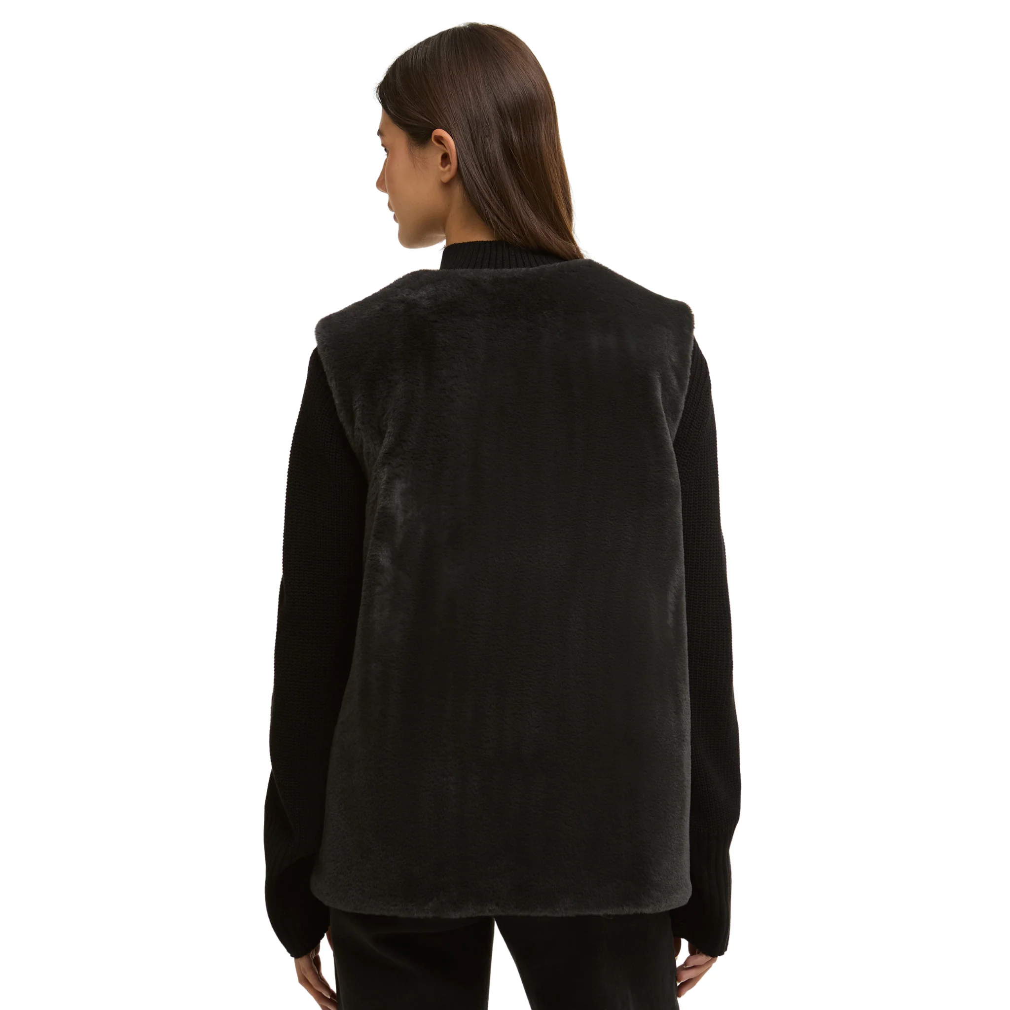 Womens Barbour International Black Mialn Fur Gilet - Image 5