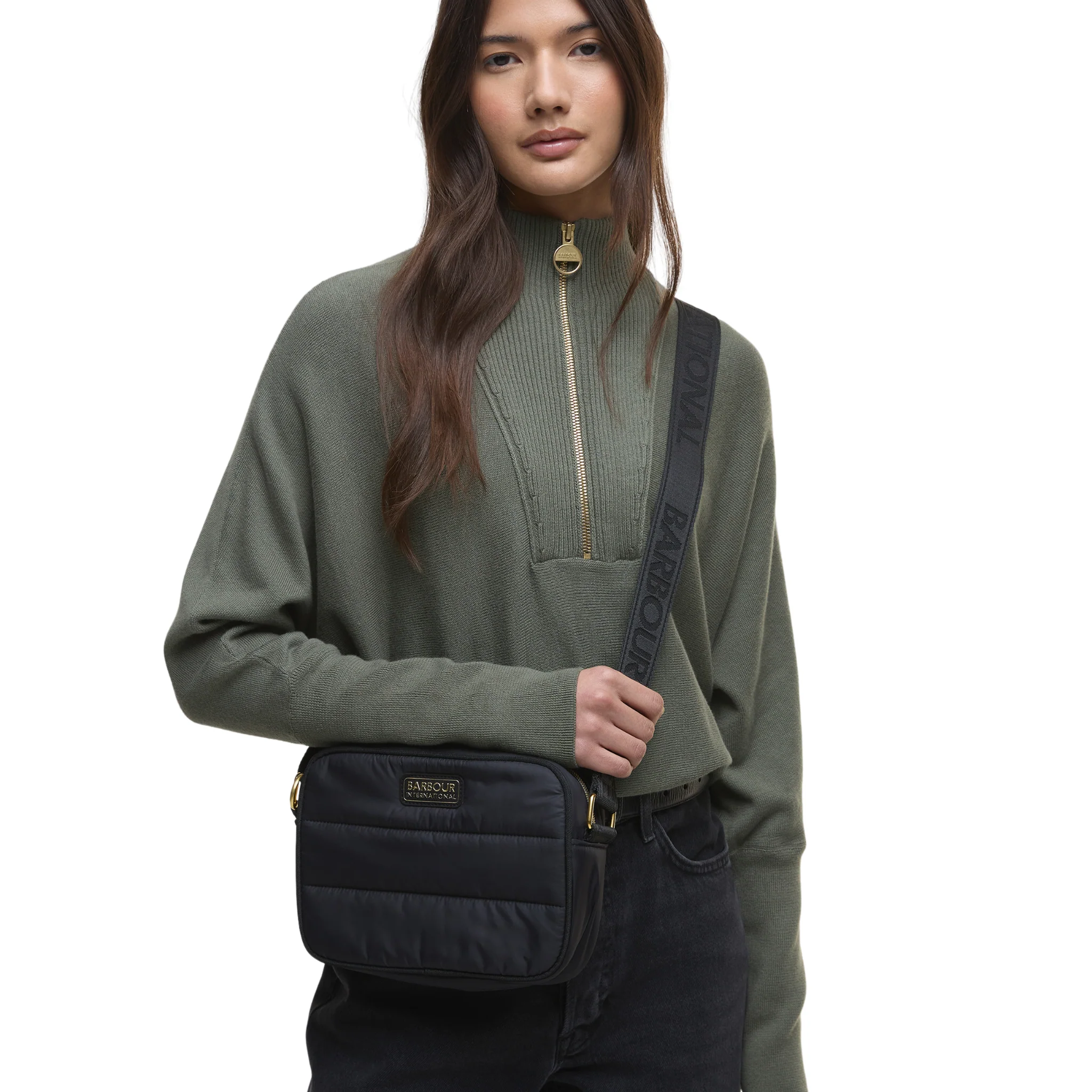 Womens Barbour International Black Monaco Quilt Crossbody Bag - Image 2