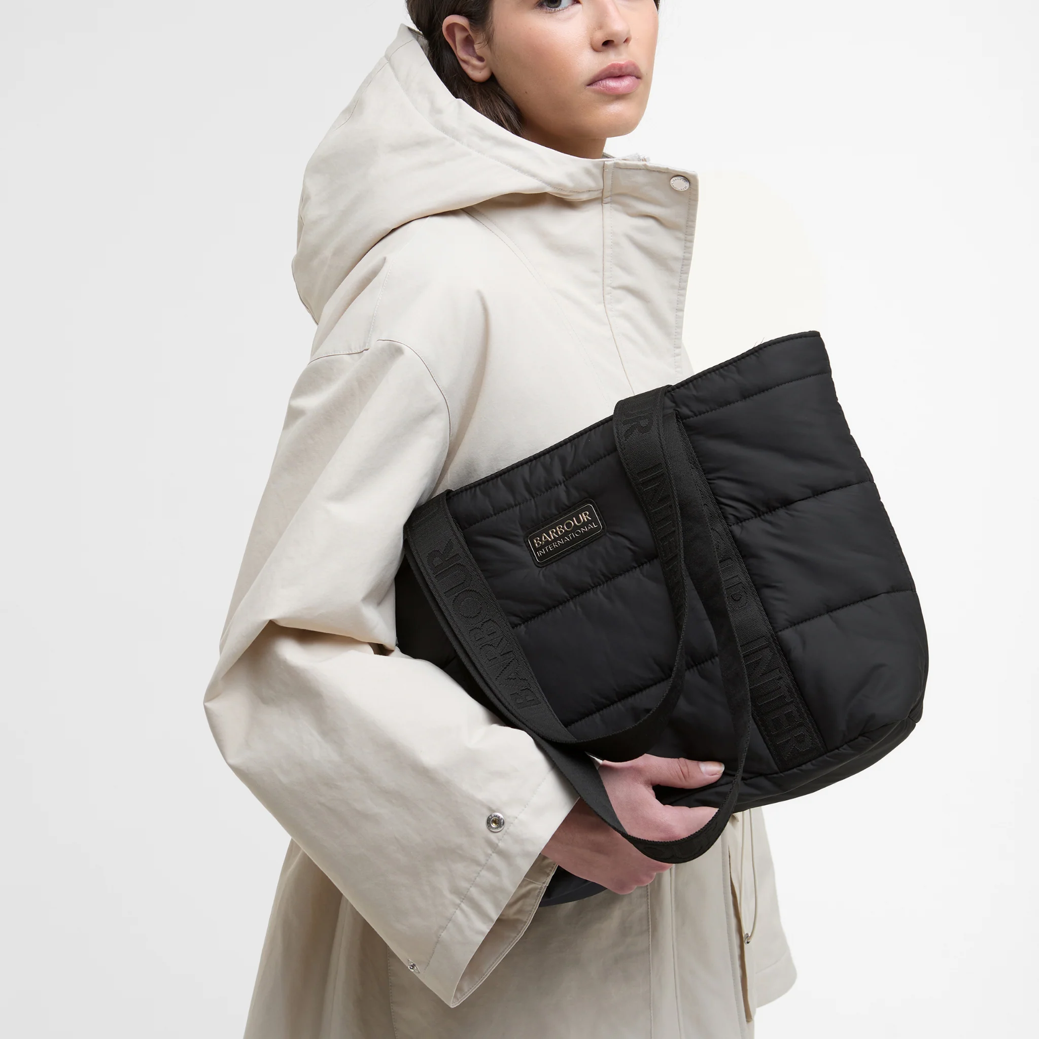 Womens Barbour International Black Monaco Quilt Tote Bag - Image 2