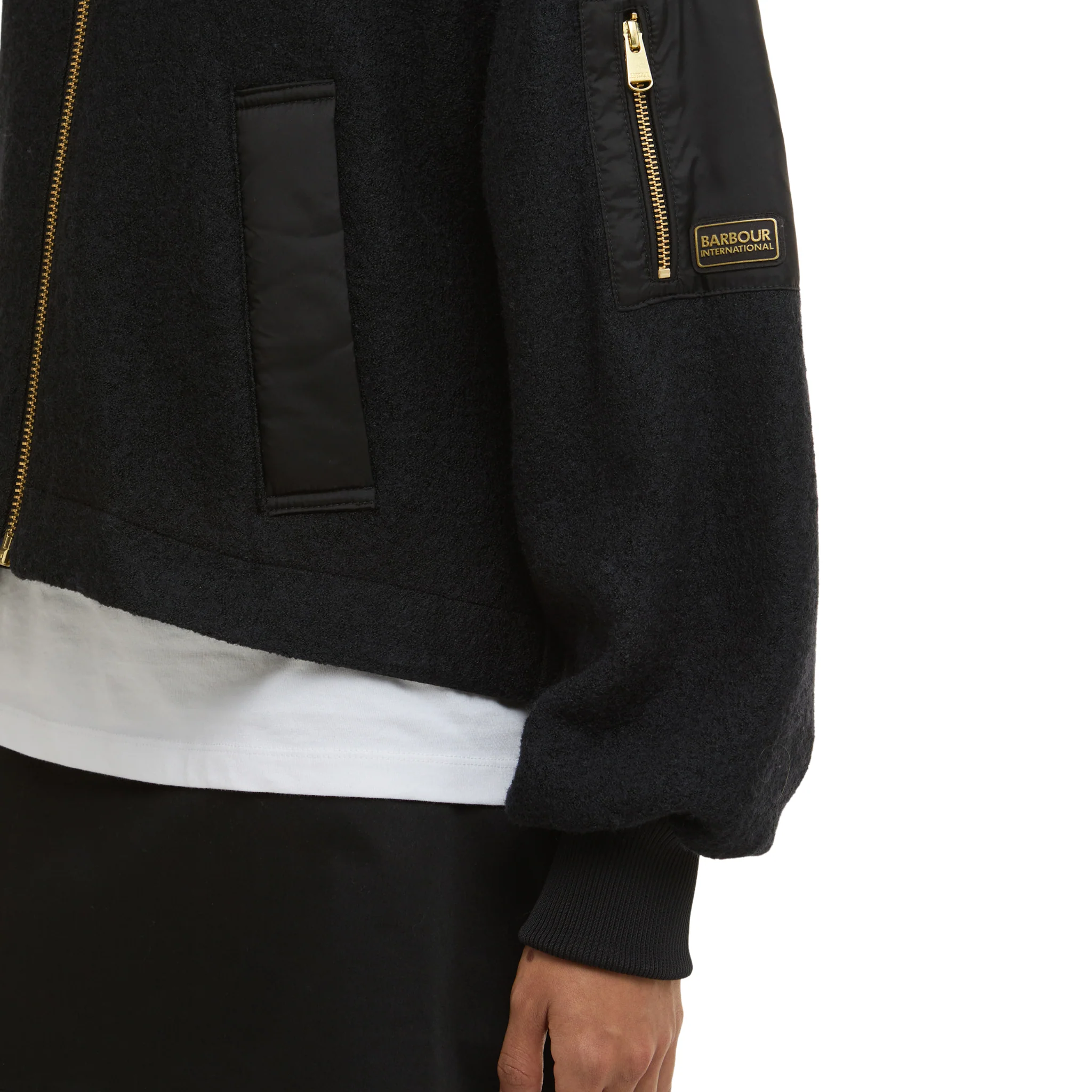 Womens Barbour International Black Monique Wool Bomber Jacket - Image 4