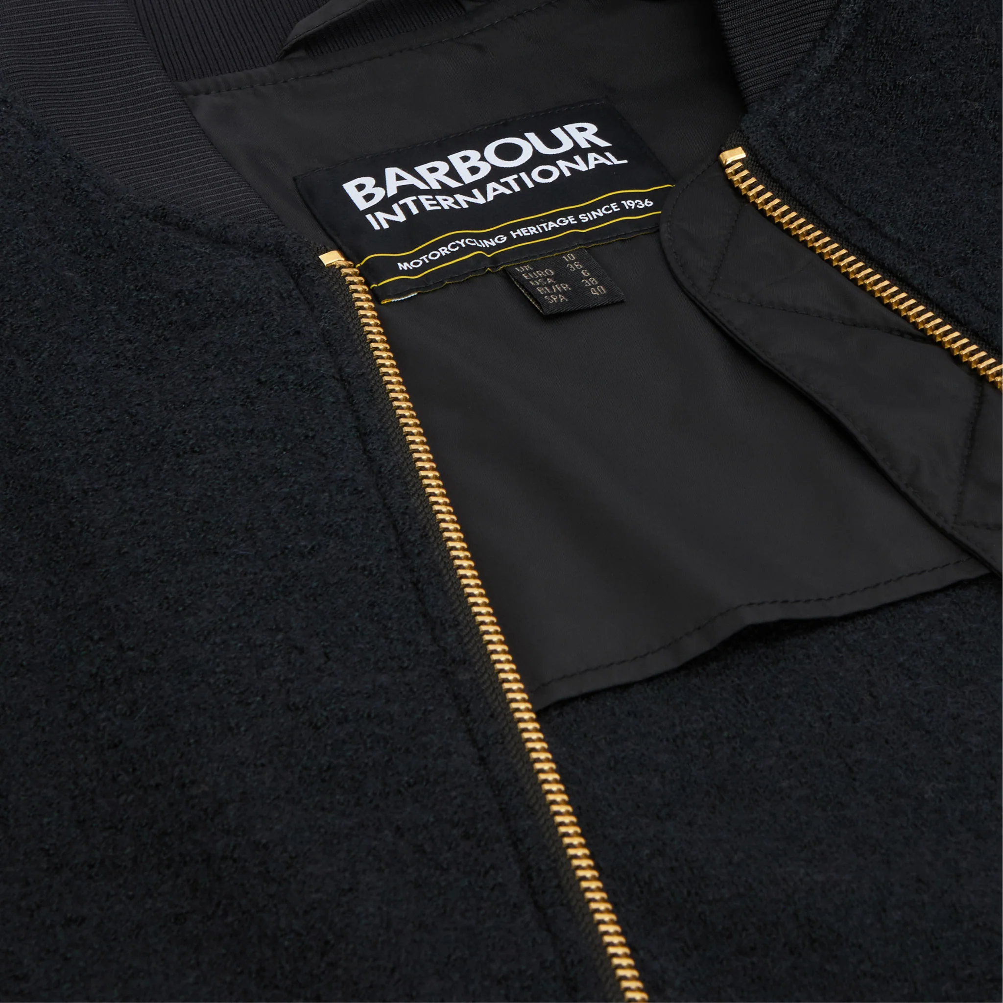 Womens Barbour International Black Monique Wool Bomber Jacket - Image 5