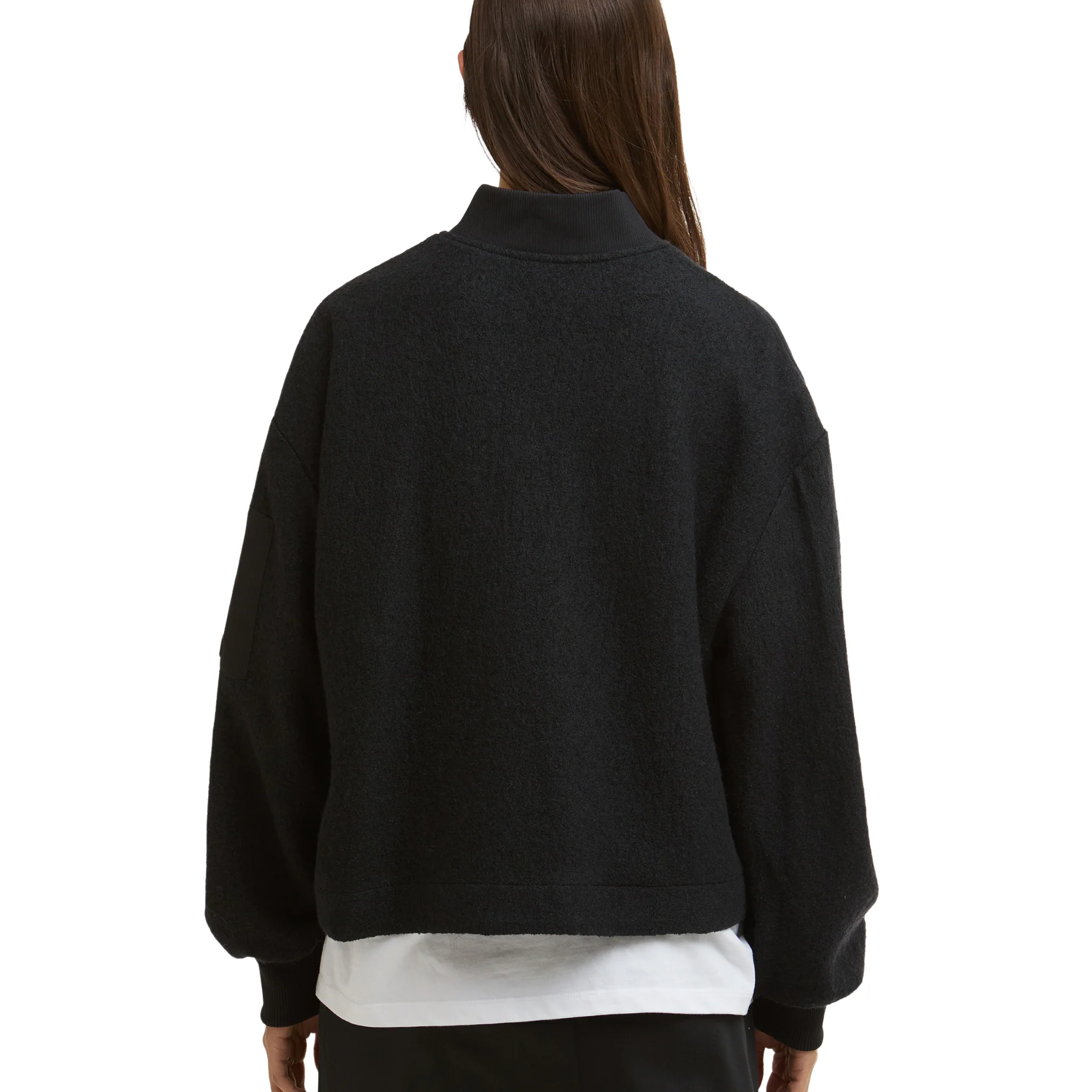 Womens Barbour International Black Monique Wool Bomber Jacket - Image 6
