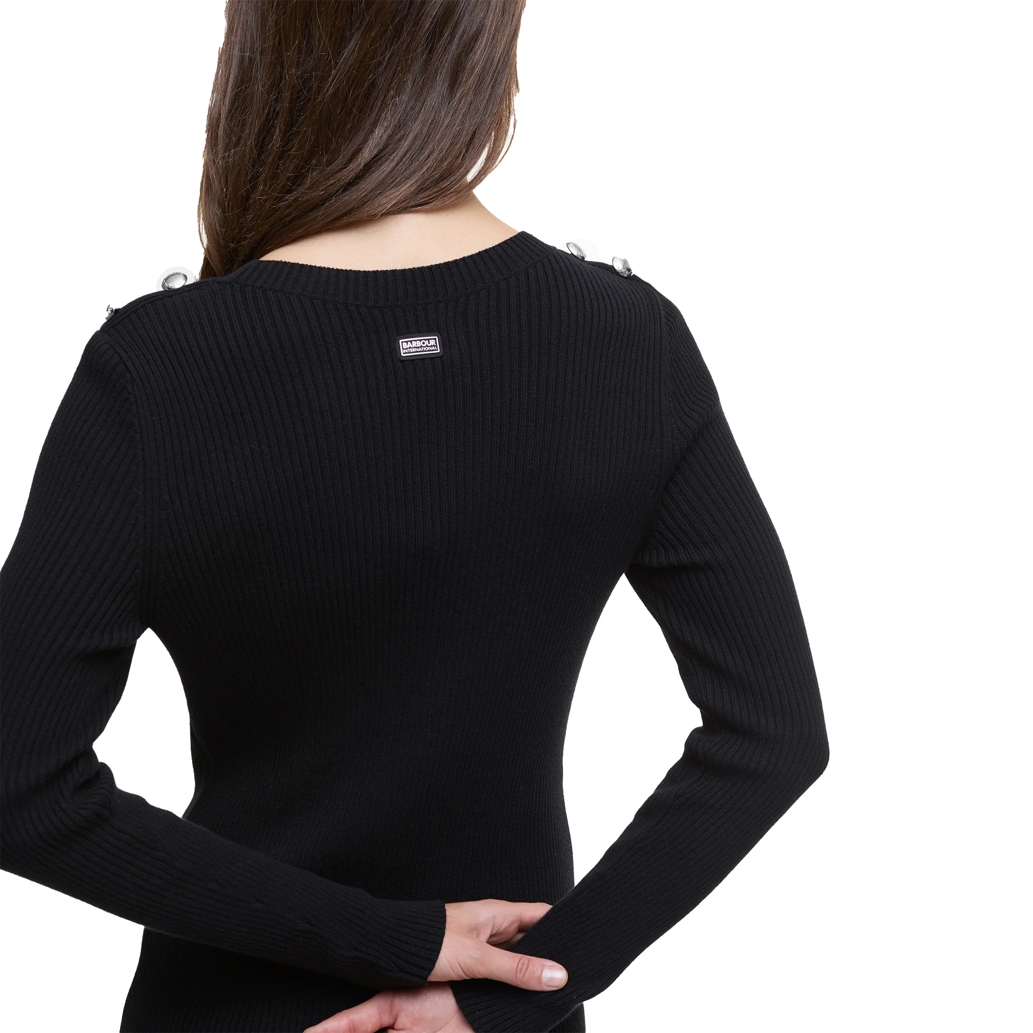 Womens Barbour International Black Peyton Knitted Midi Dress - Image 4