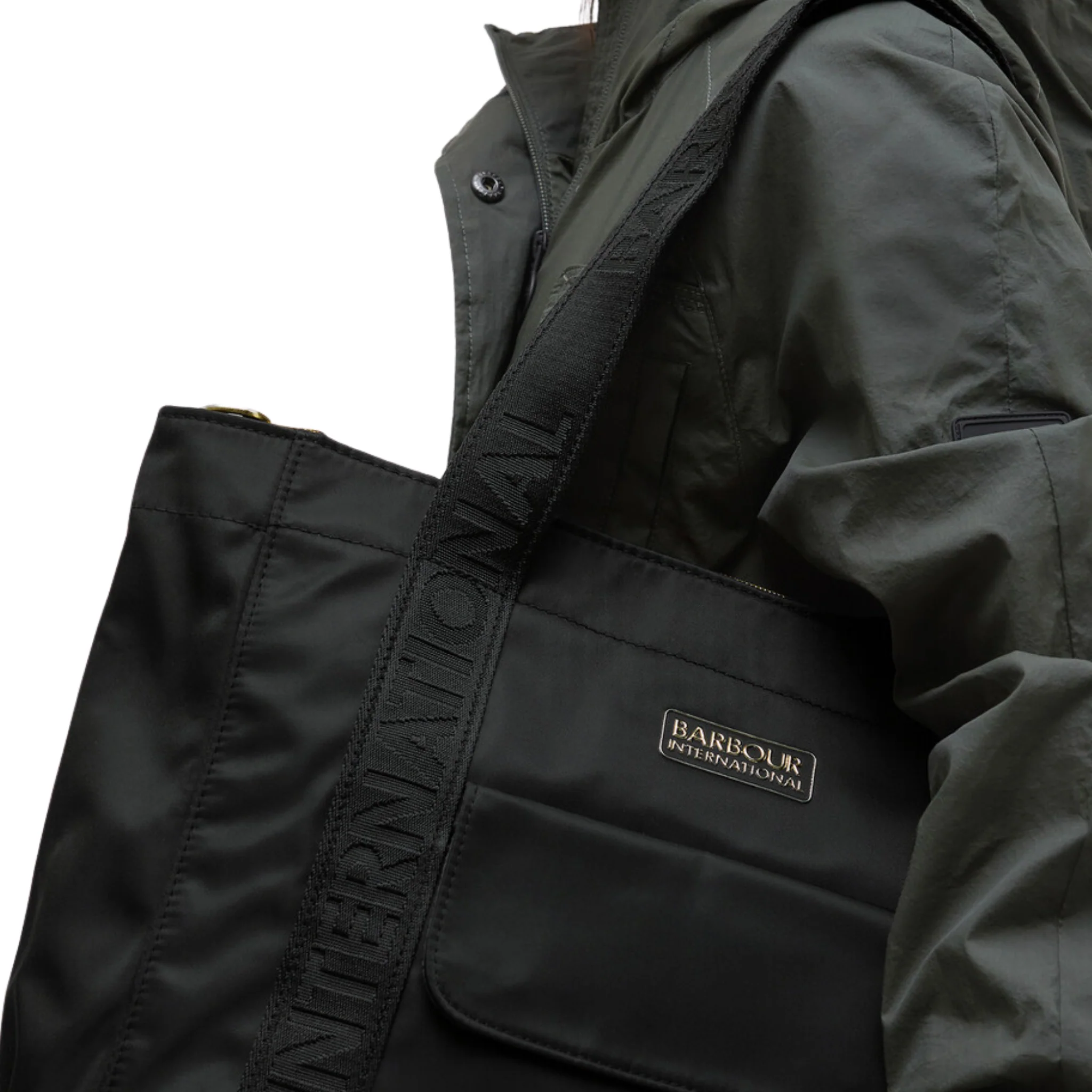 Womens Barbour International Black Qualify Tote Bag - Image 2
