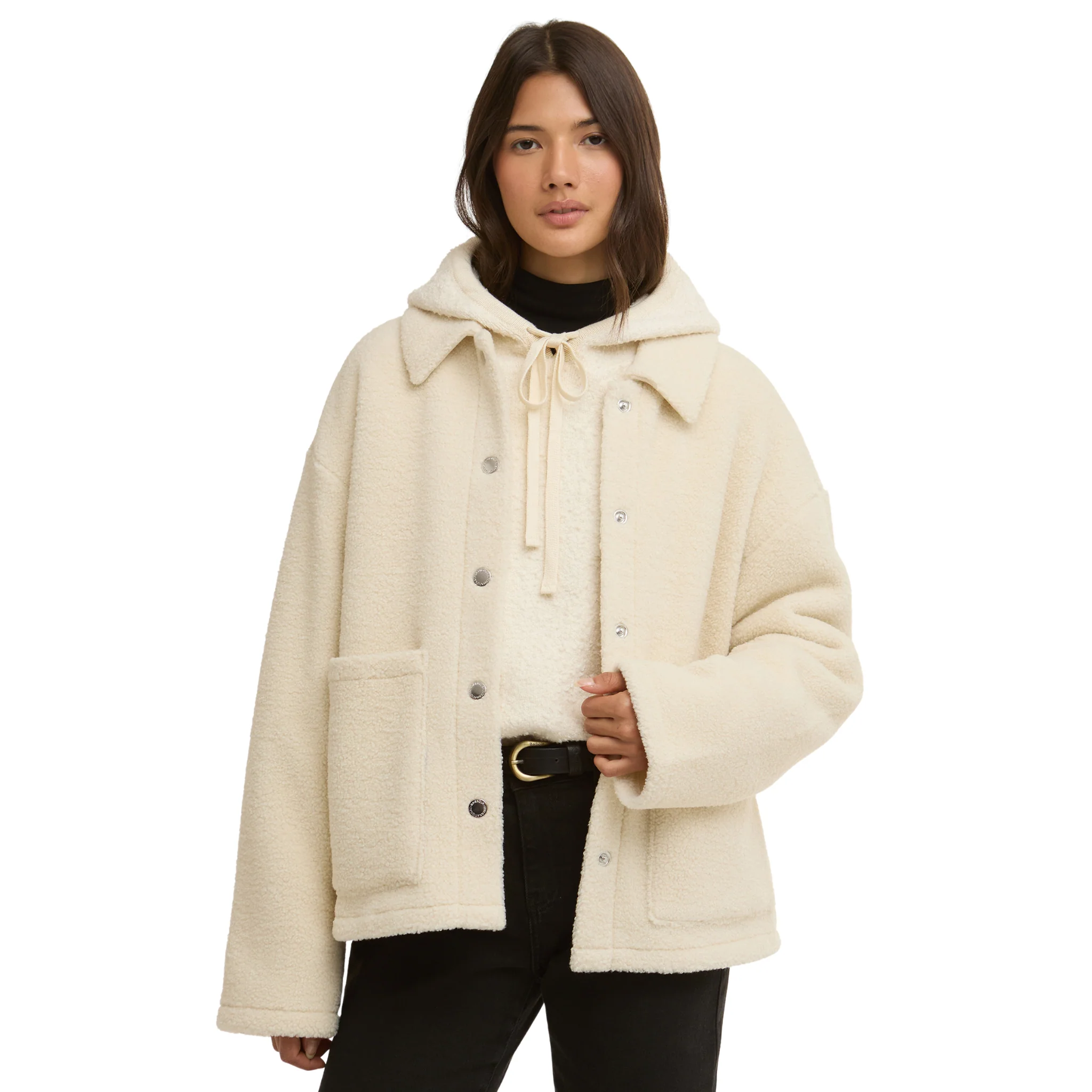 Womens Barbour International Bone White Rae Fleece Overshirt - Image 2