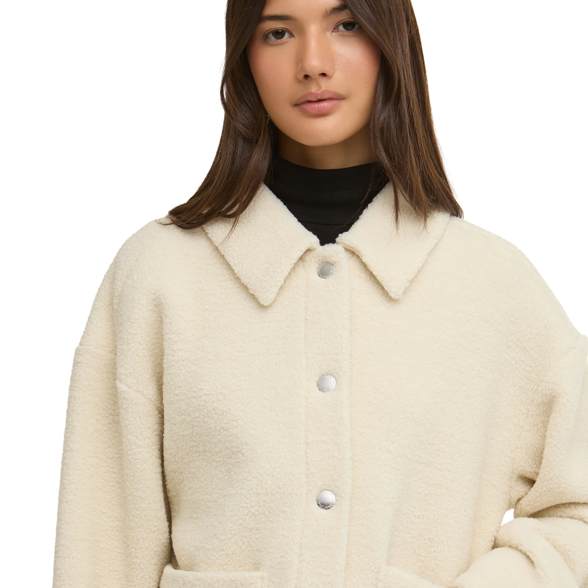 Womens Barbour International Bone White Rae Fleece Overshirt - Image 3