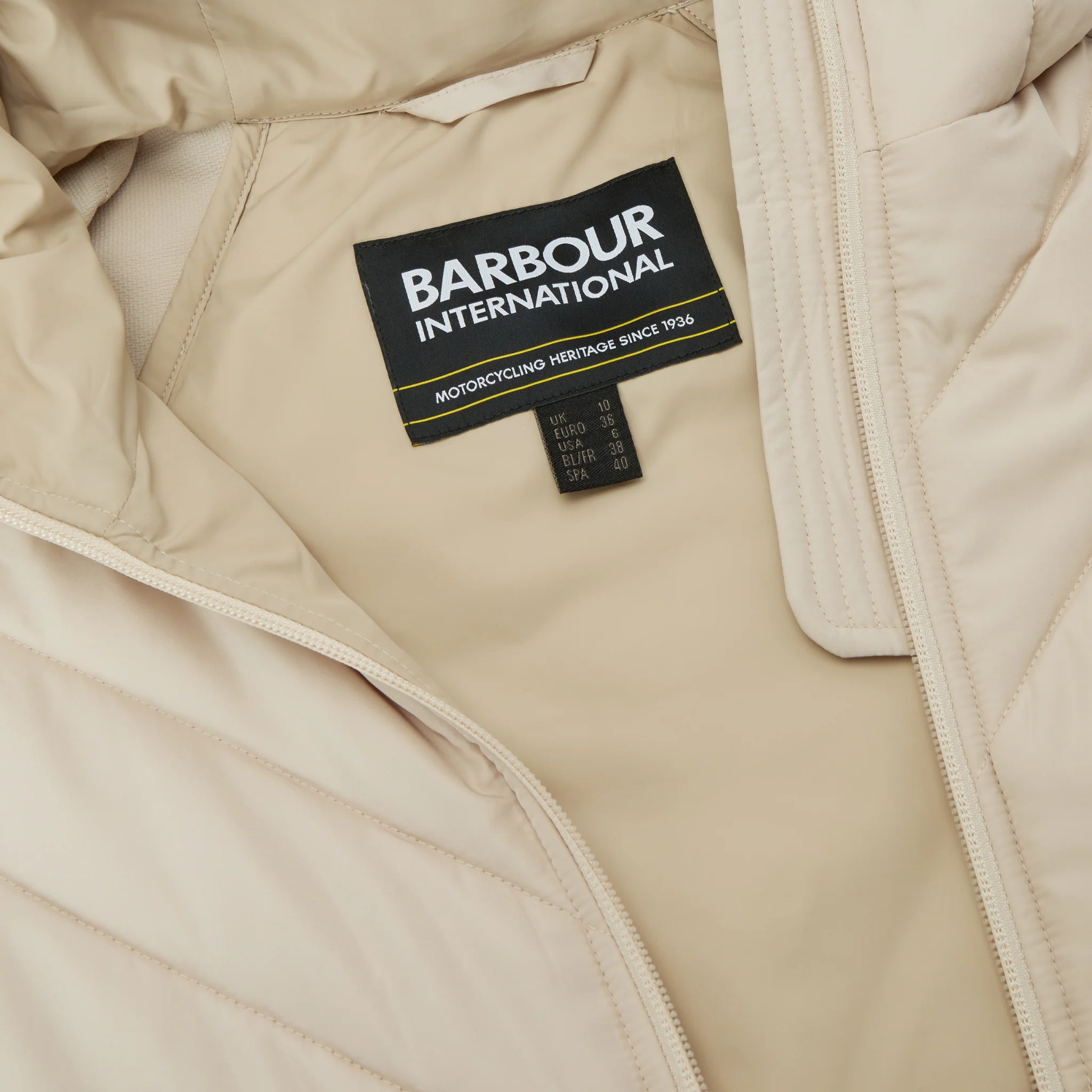 Womens Barbour International Cement Dakota Quilted Sweat Jacket - Image 3