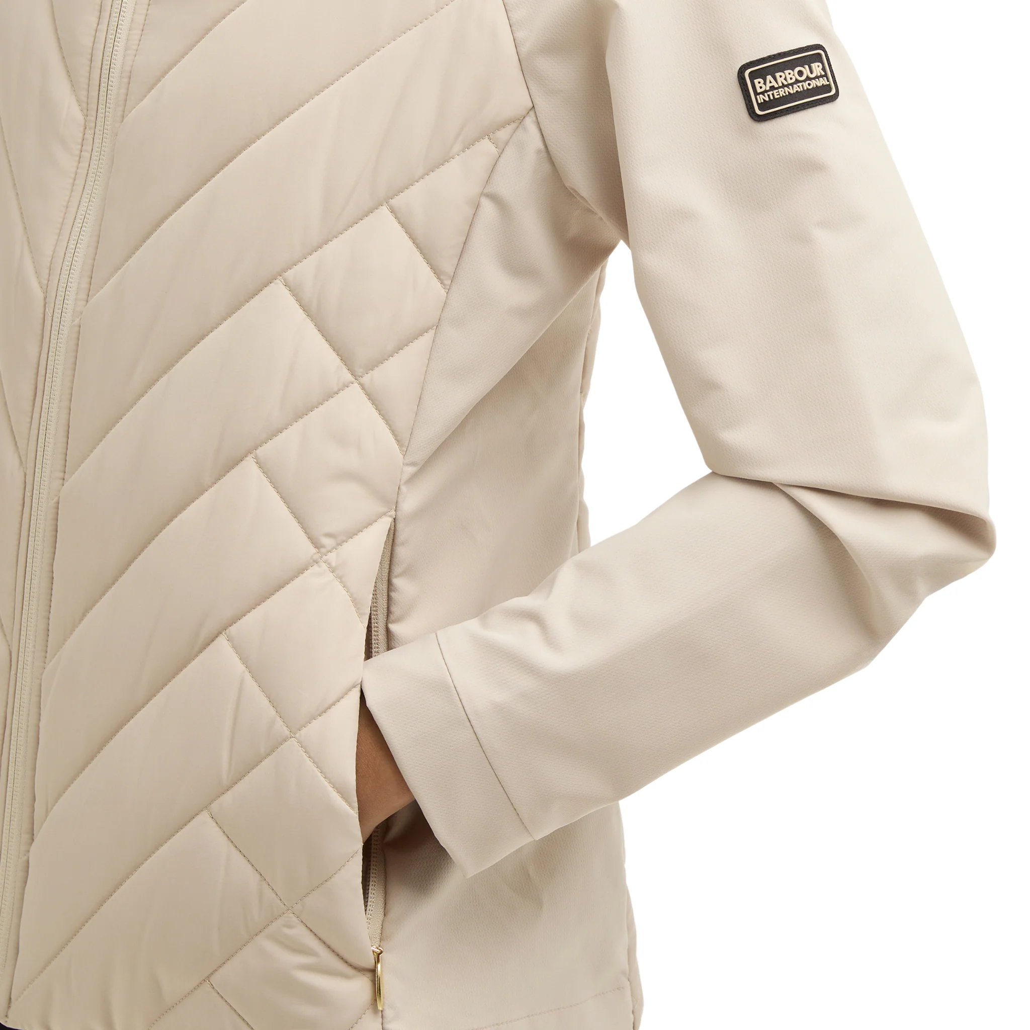 Womens Barbour International Cement Dakota Quilted Sweat Jacket - Image 4
