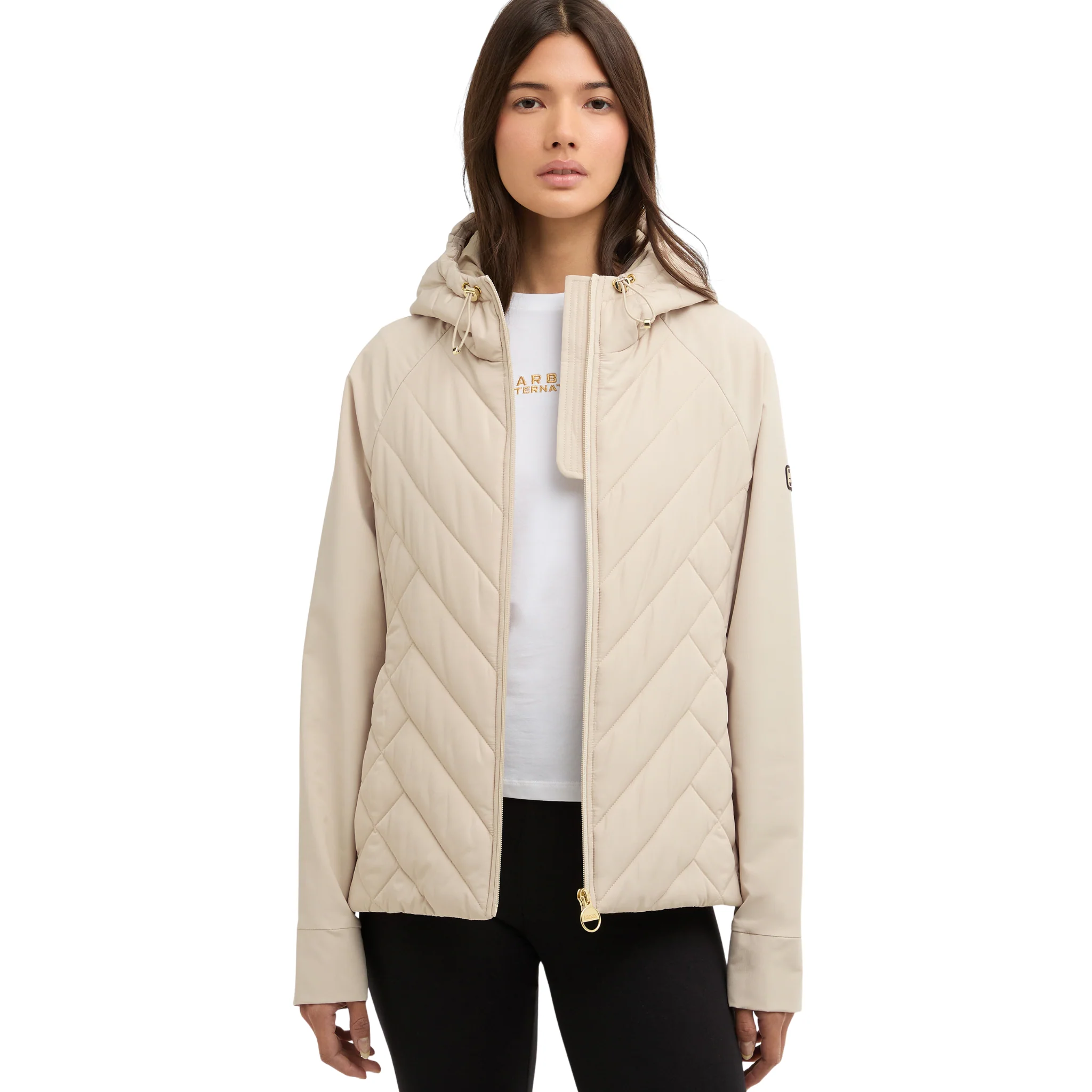 Womens Barbour International Cement Dakota Quilted Sweat Jacket - Image 5