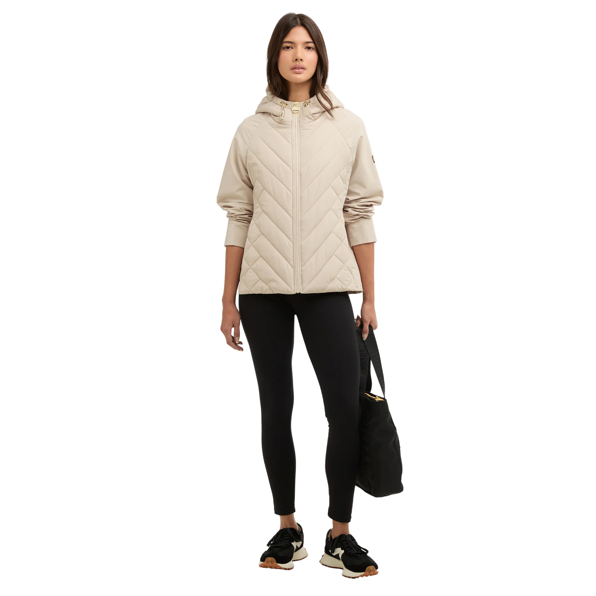 Womens Barbour International Cement Dakota Quilted Sweat Jacket - Image 6