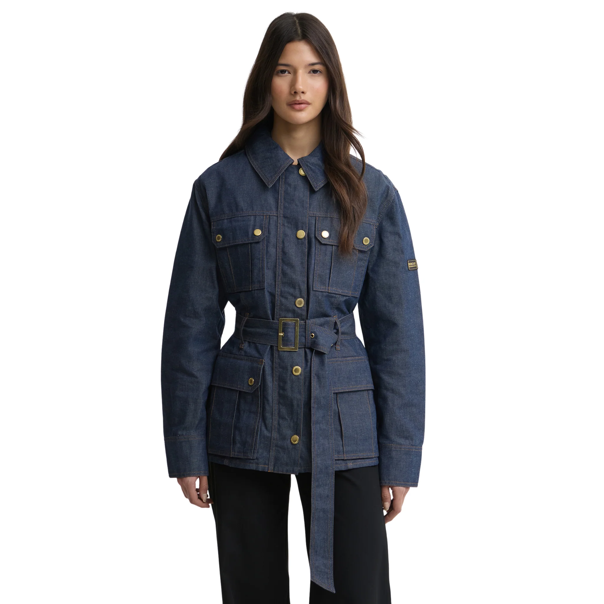 Womens Barbour International Dark Blue Wash Denim Casual Jacket - Image 2