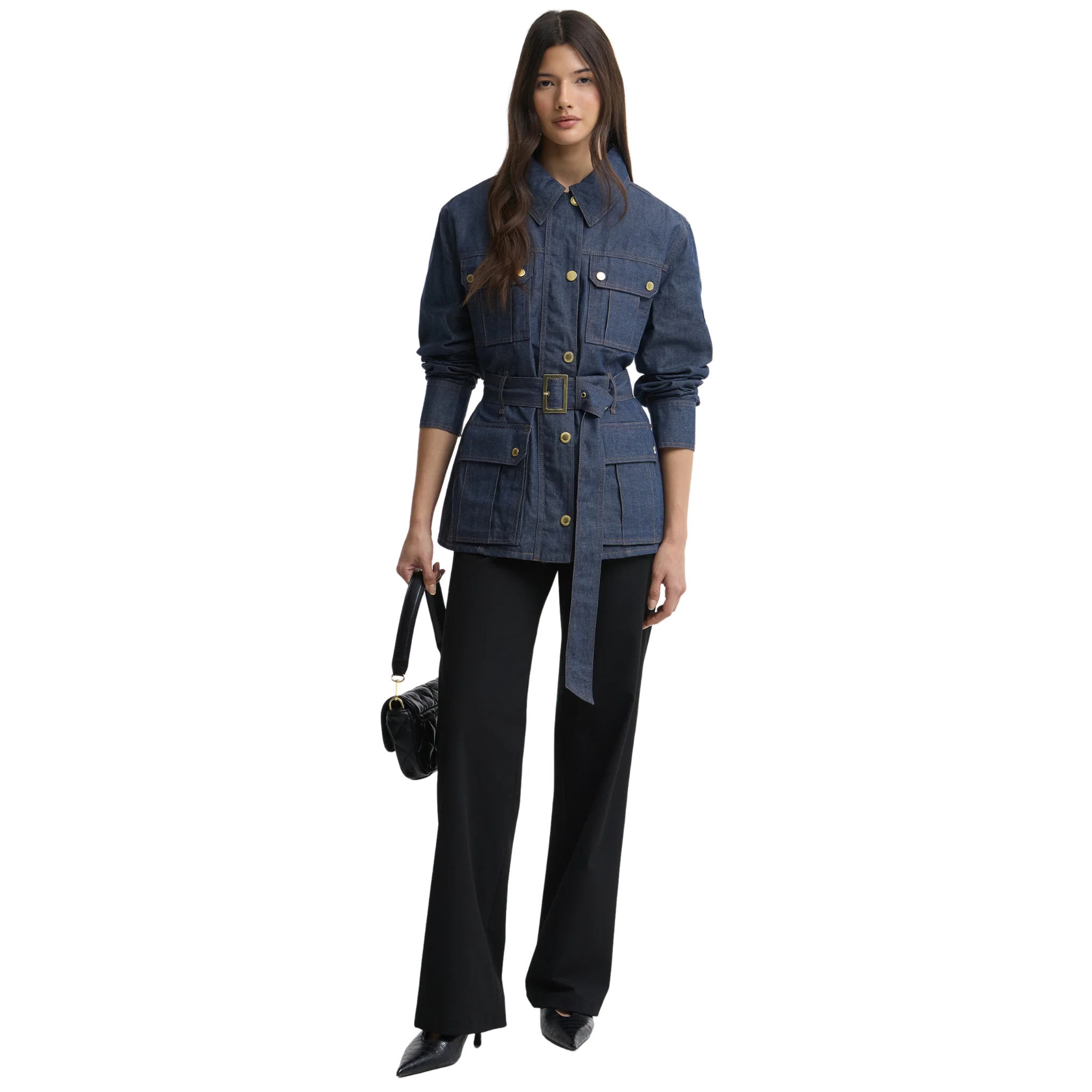 Womens Barbour International Dark Blue Wash Denim Casual Jacket - Image 4