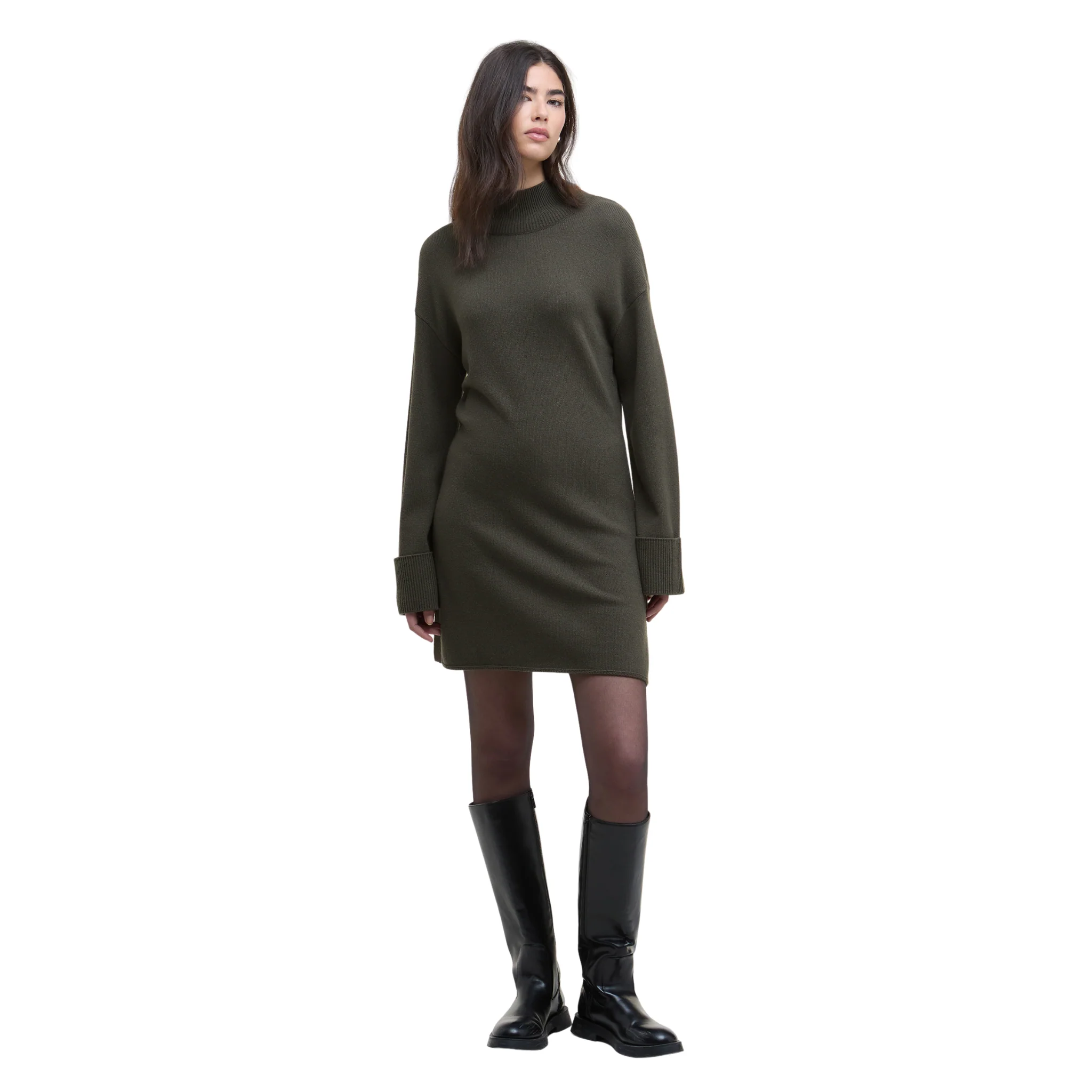 Womens Barbour International Dusty Khaki Lana Knit Mini Dress - Image 2