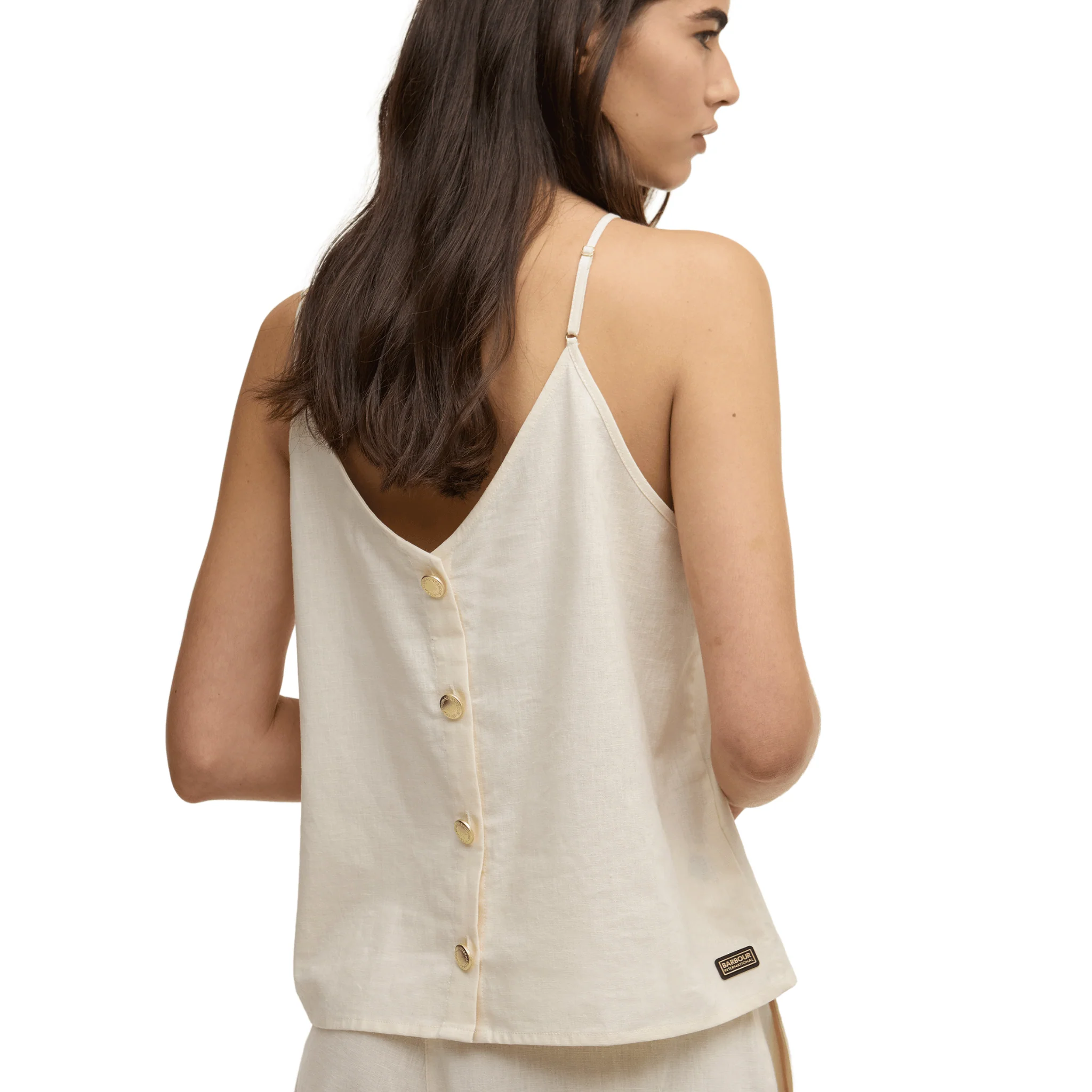 Womens Barbour International Ecru Adriana Linen Cami Top - Image 3