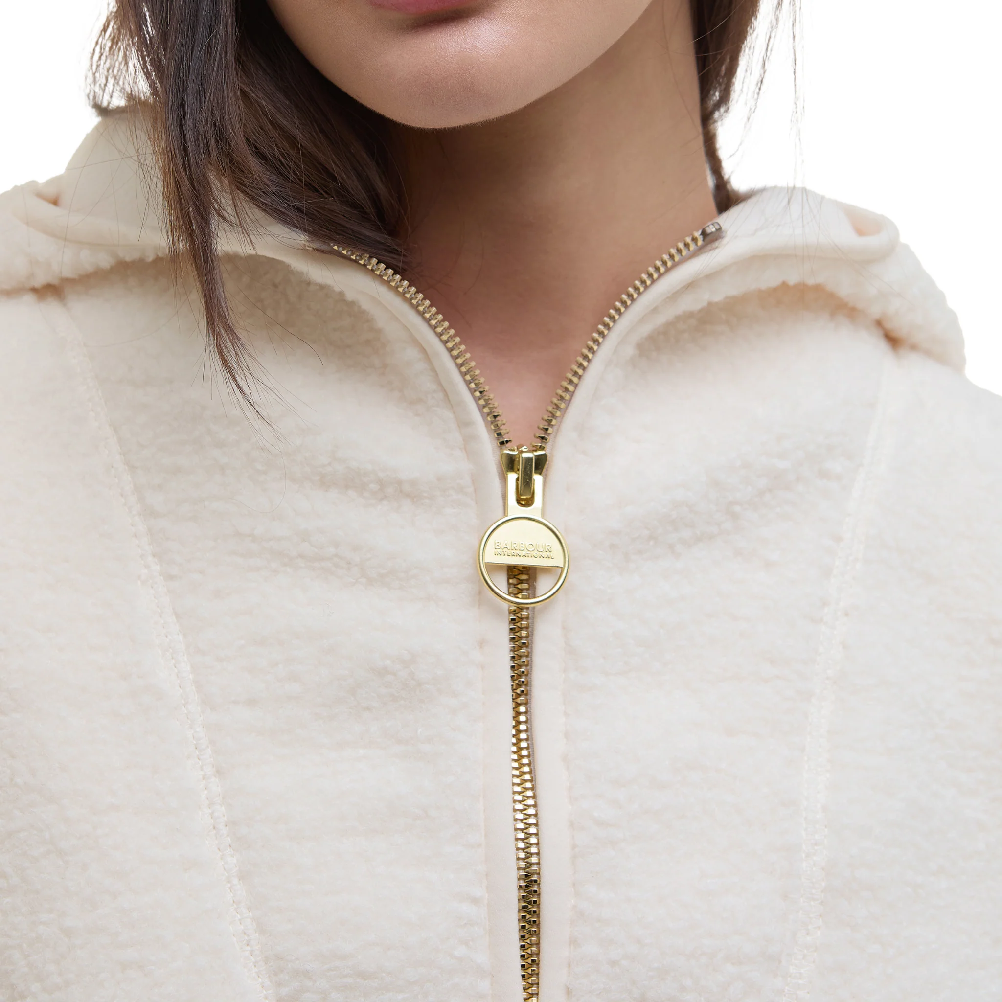 Womens Barbour International Ecru Boston Fleece Hoodie - Image 5