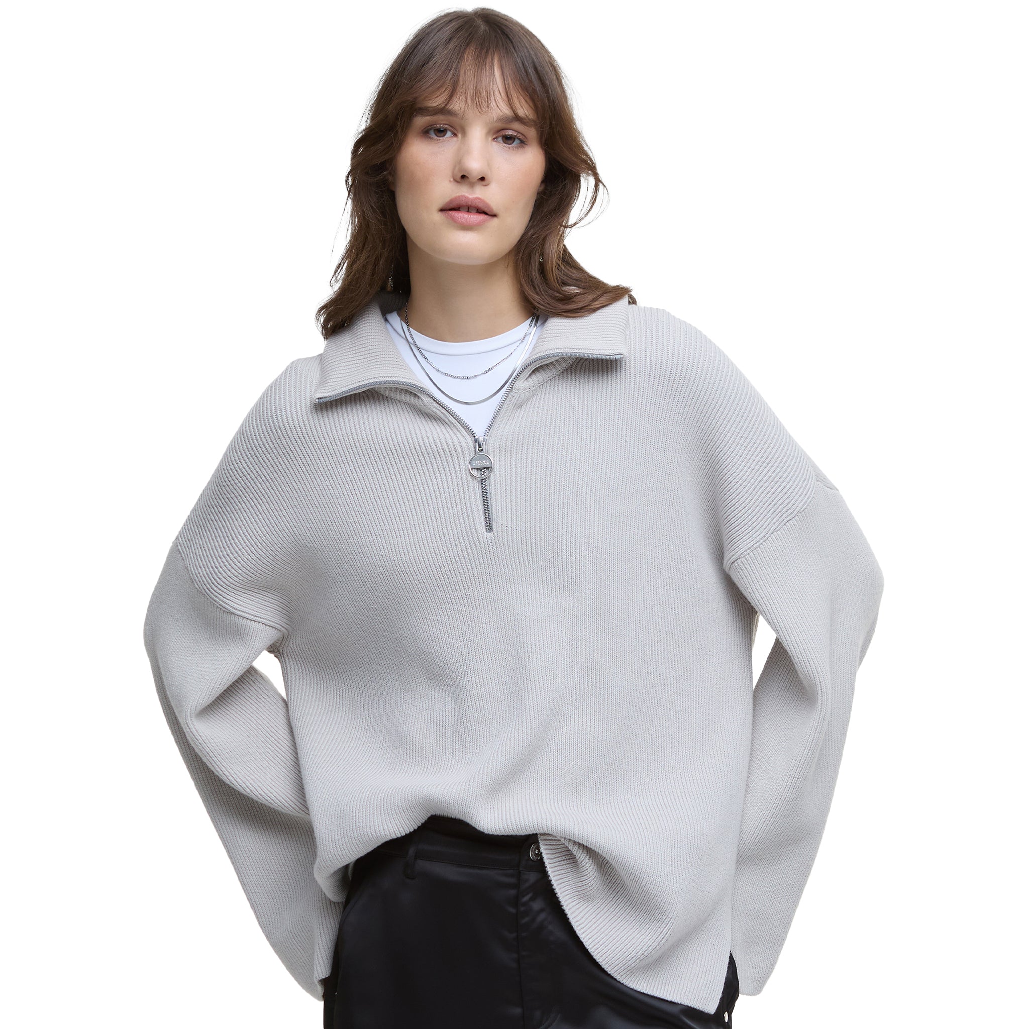 Womens Barbour International Silver Cloud Franchesca 1/2 Zip Knit - Image 2