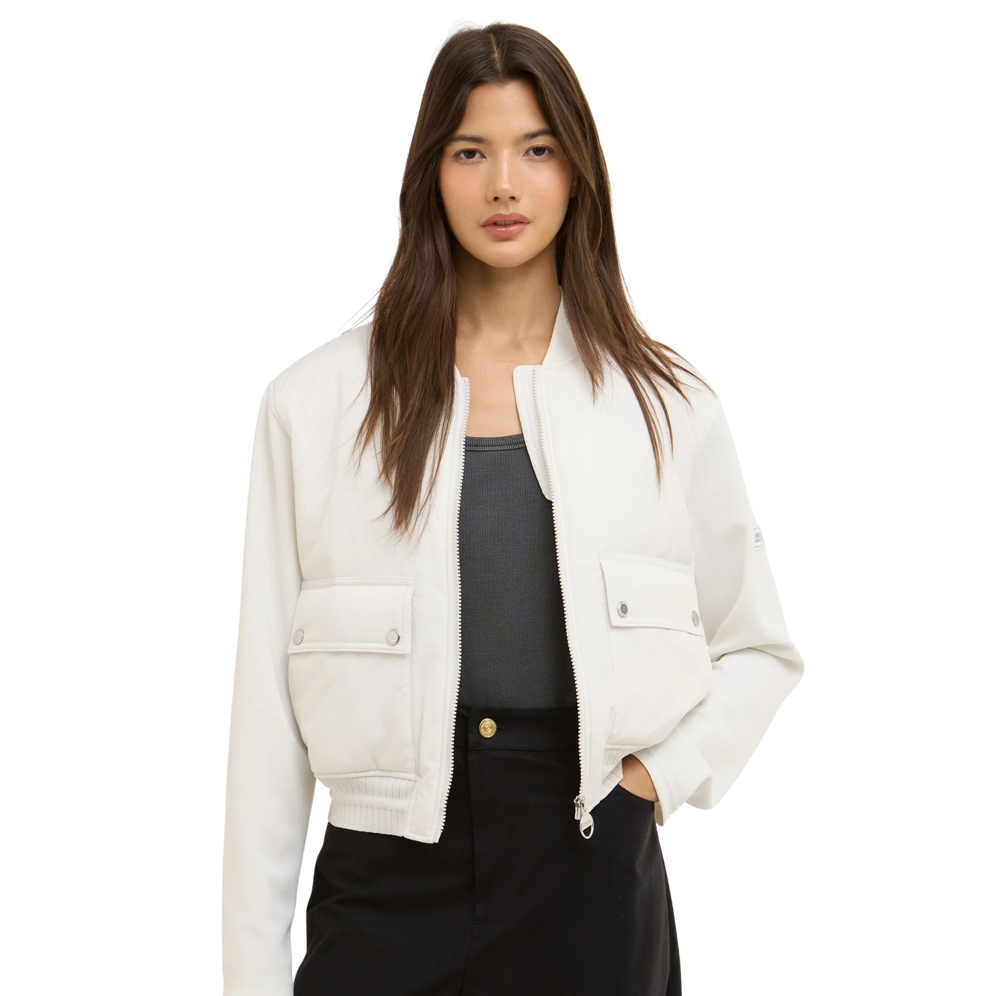 Womens Barbour International Vaporous Grey Emerson Quilted Sweat Jacket - Image 2