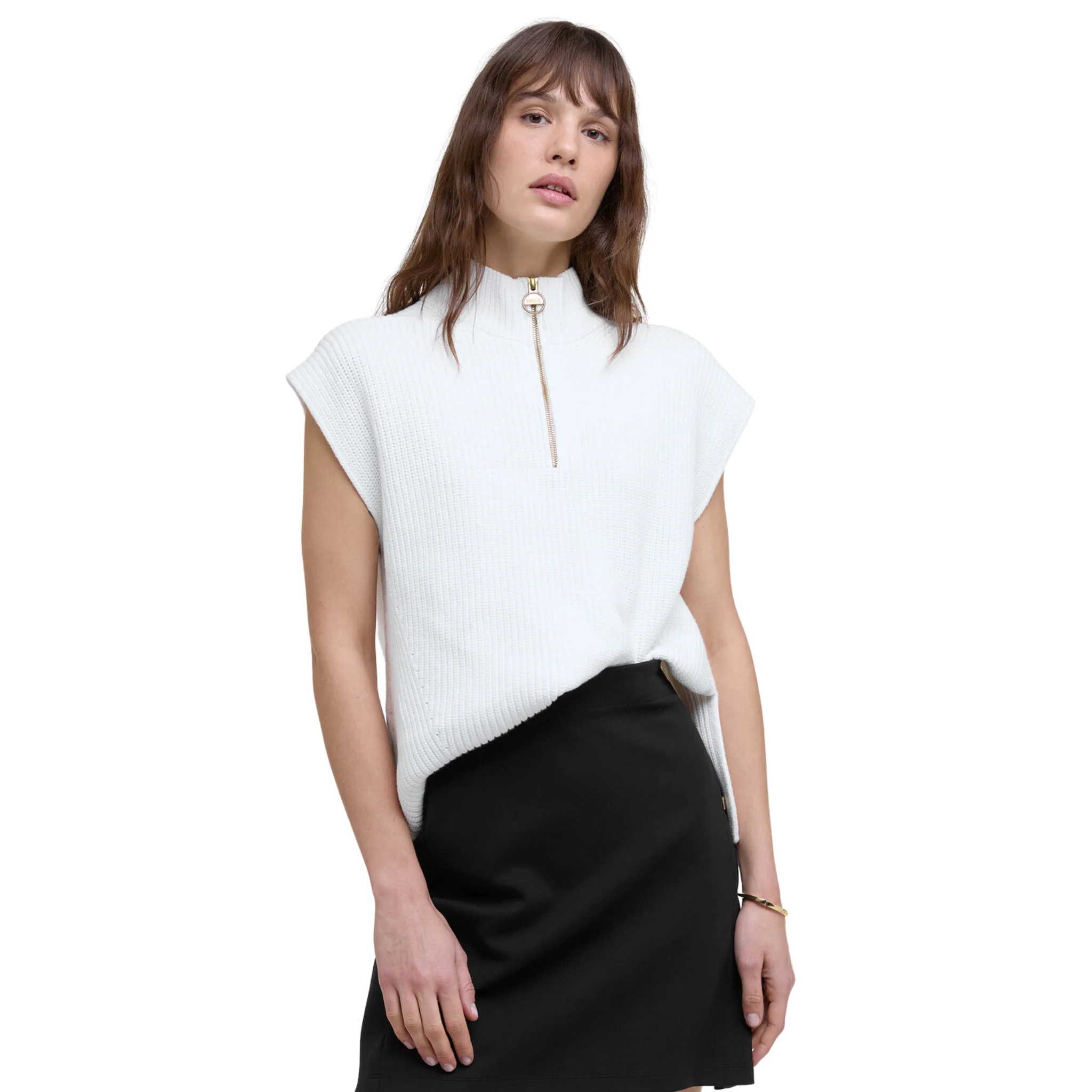 Womens Barbour International White Clara Sleeveless Knit - Image 2