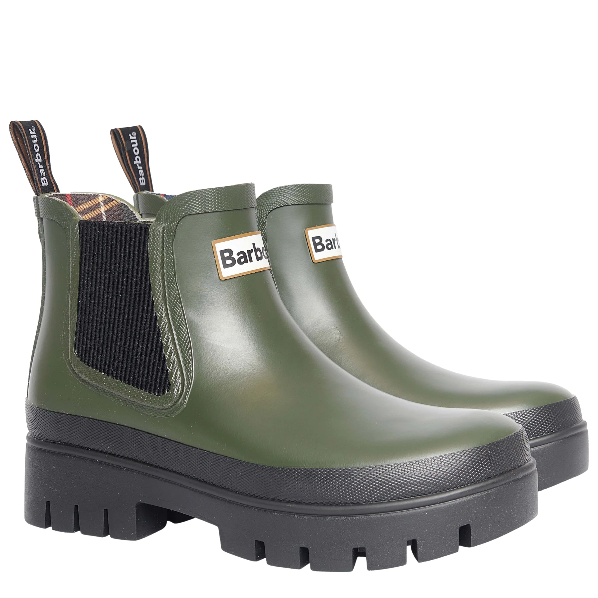Womens Barbour Olive/Black Halton Chelsea Welly - Image 3