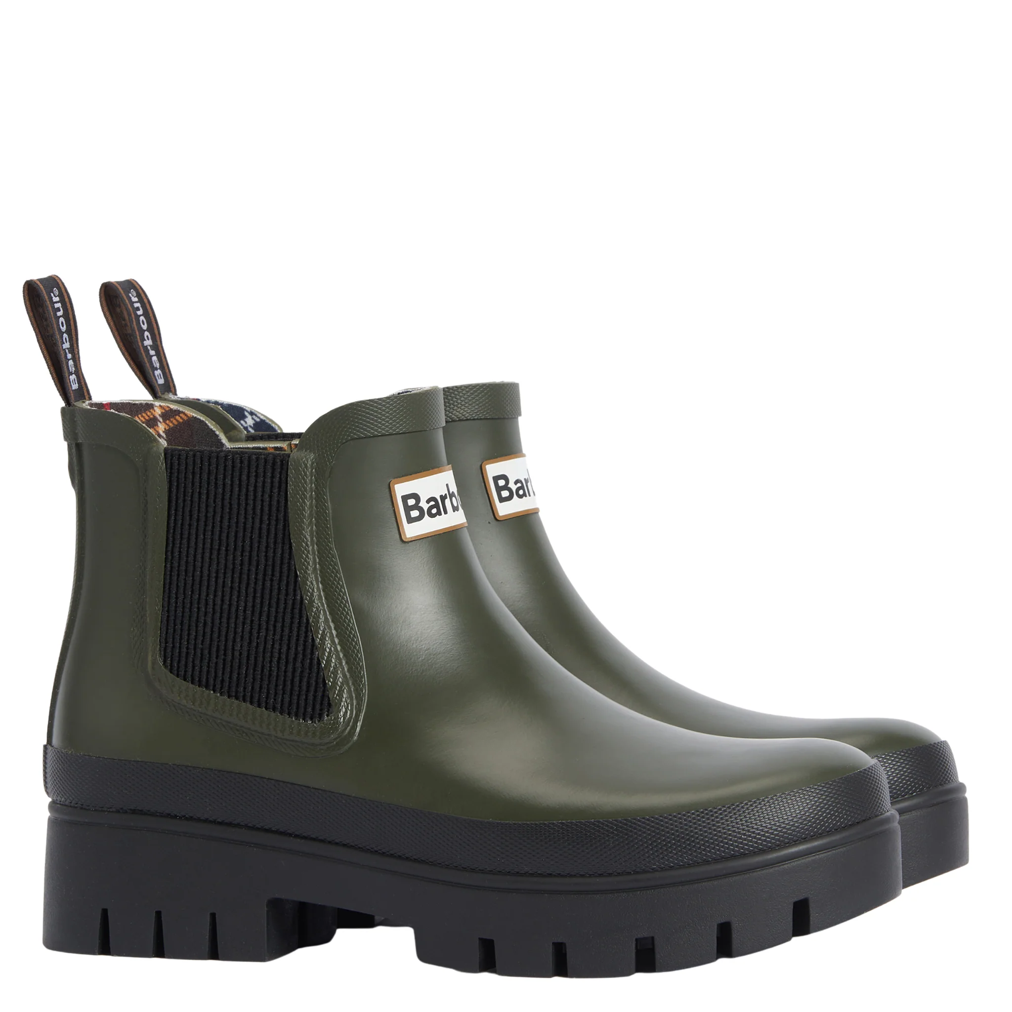 Womens Barbour Olive/Black Halton Chelsea Welly - Image 4