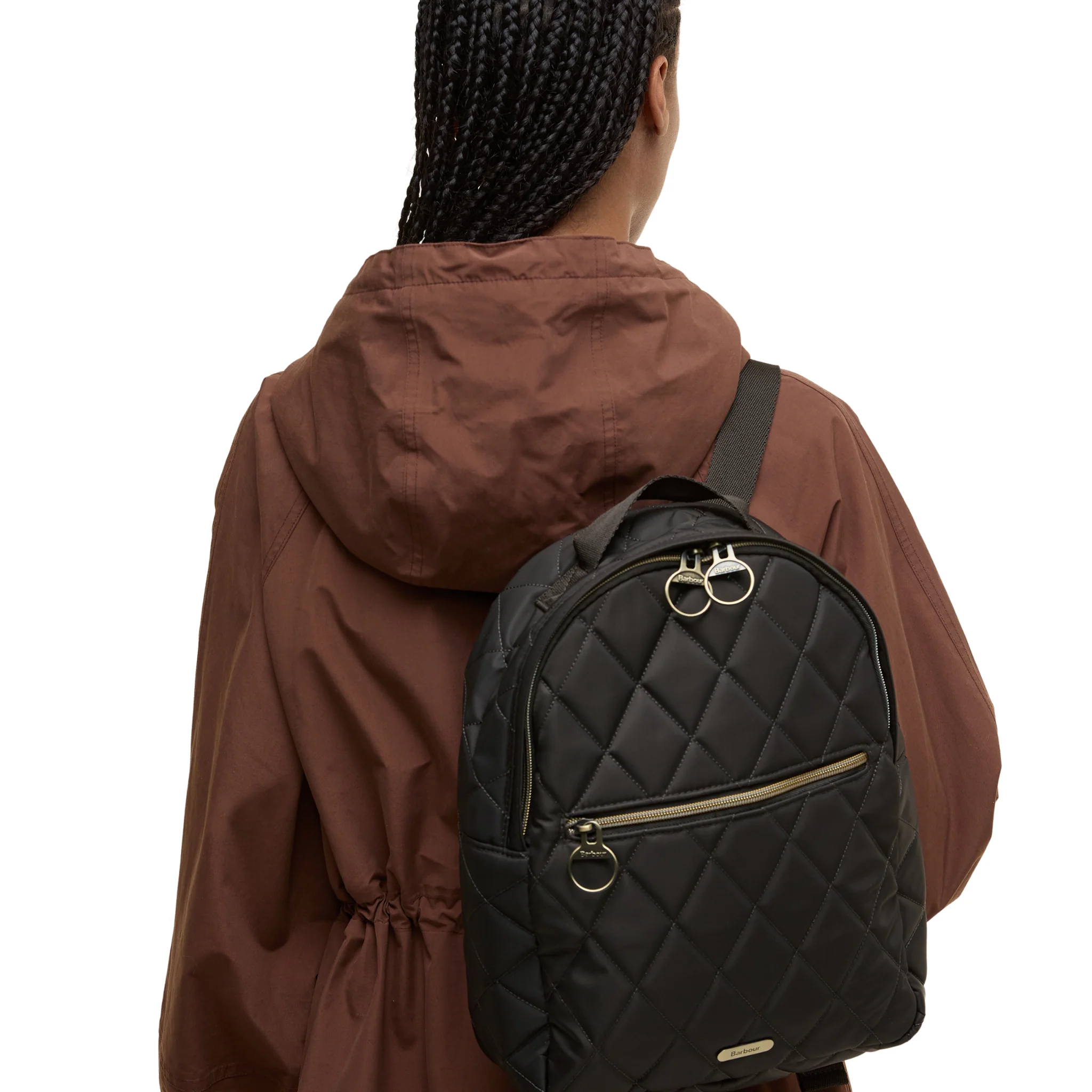 Womens Barbour Olive Quilted Backpack - Image 3