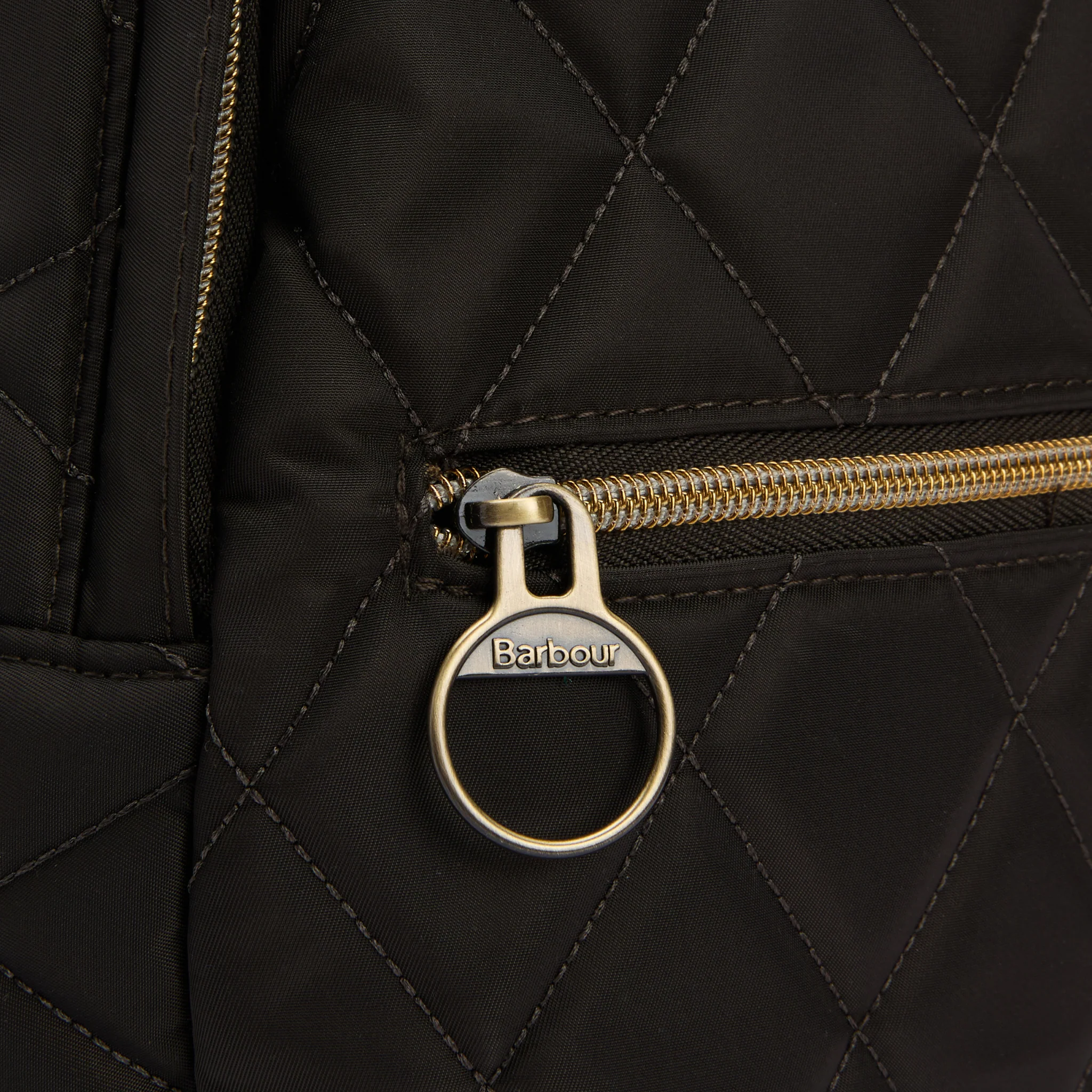 Womens Barbour Olive Quilted Backpack - Image 6