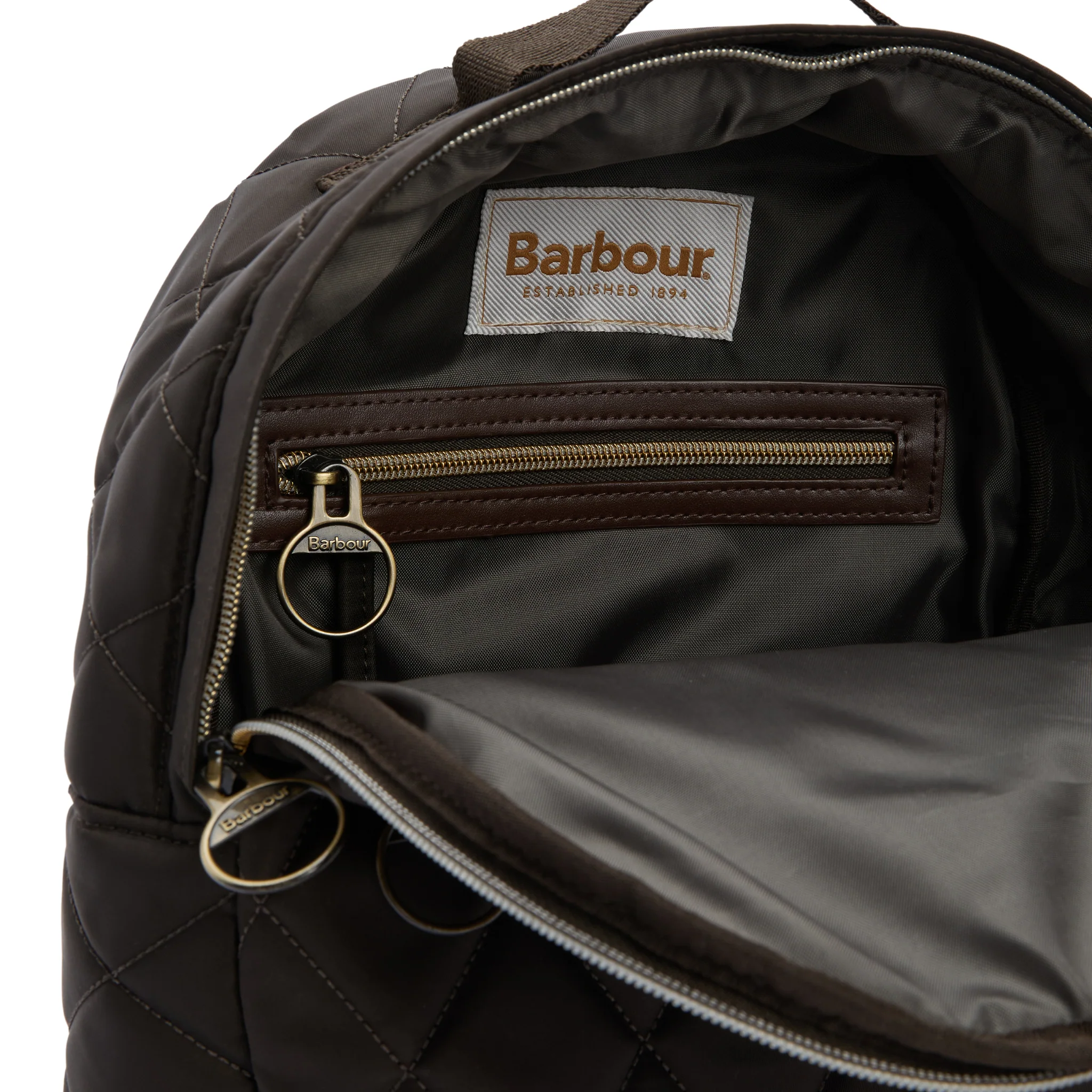 Womens Barbour Olive Quilted Backpack - Image 8