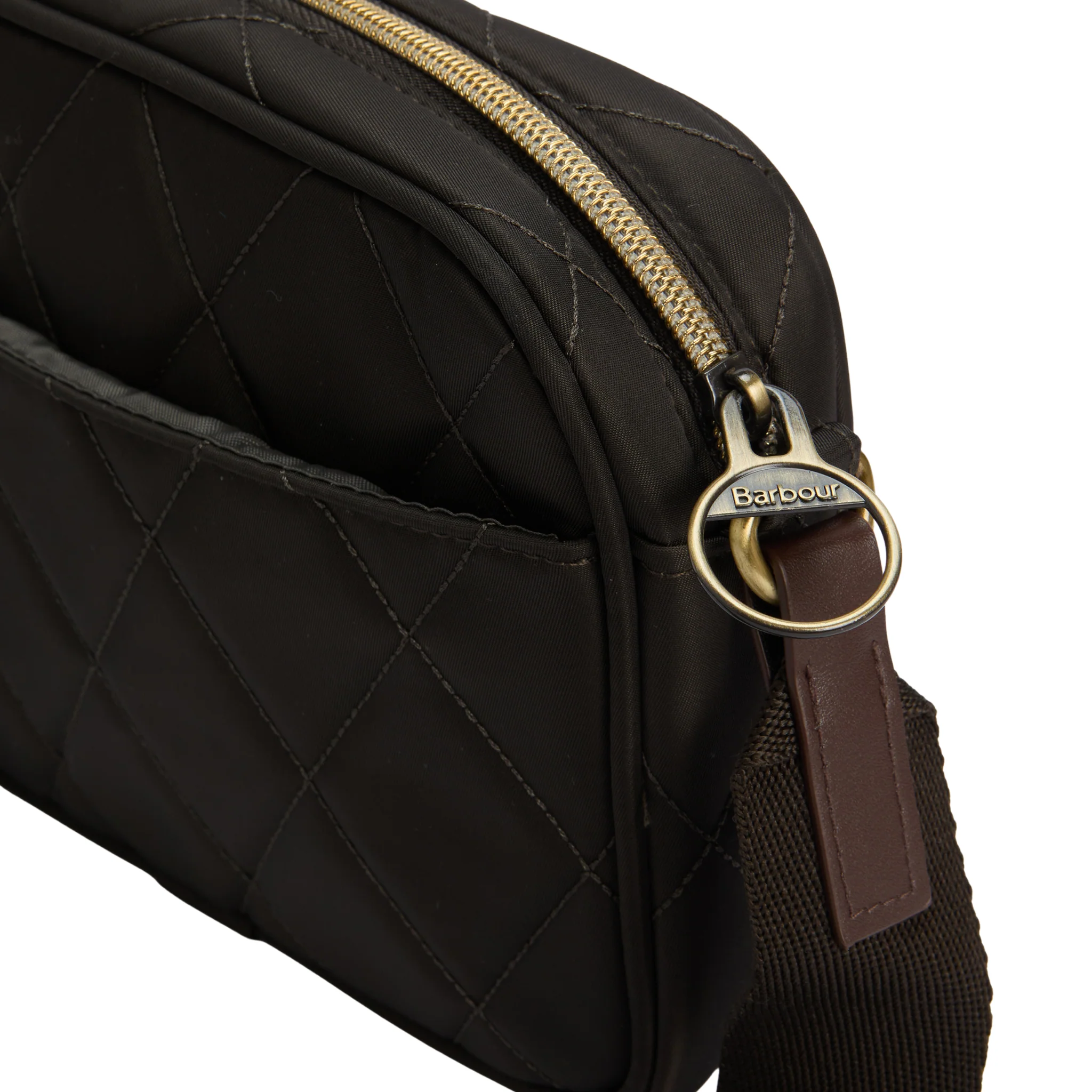 Womens Barbour Olive Quilted Crossbody Bag - Image 4