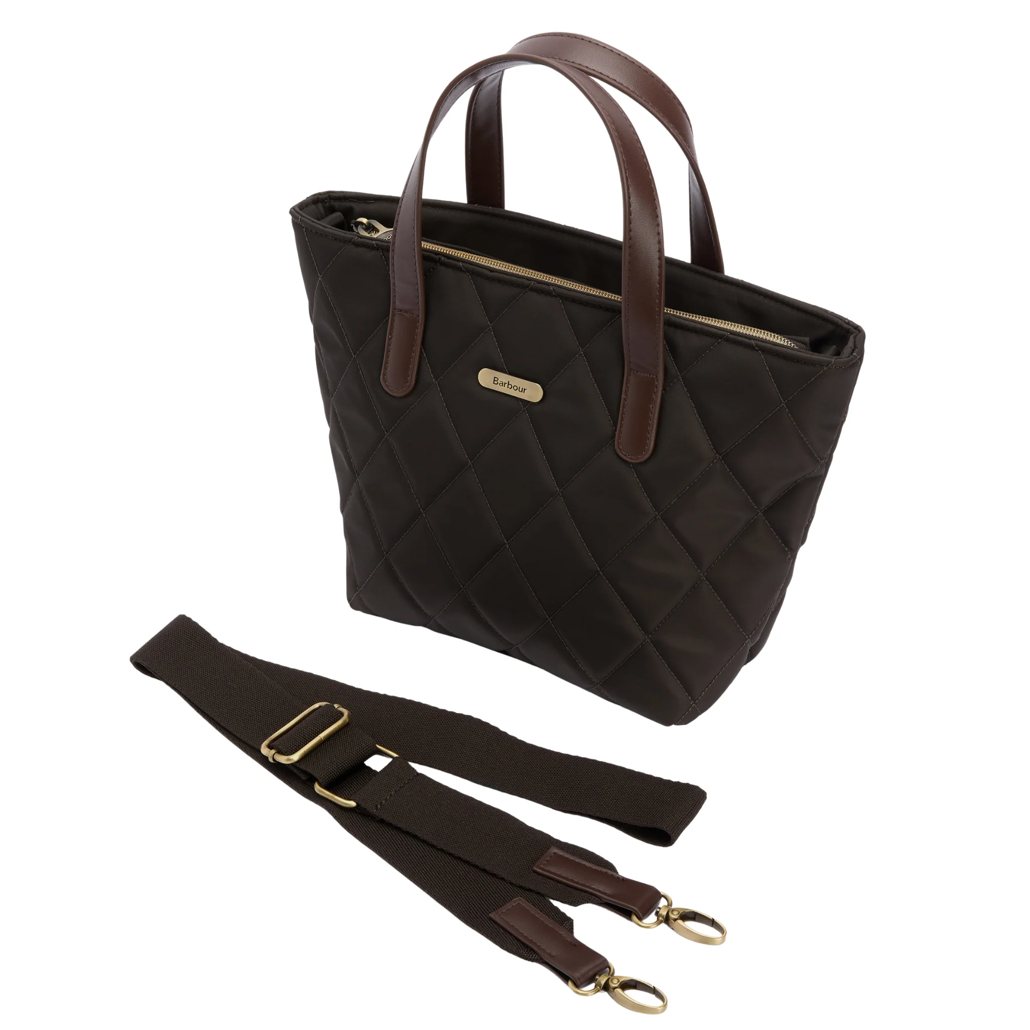 Womens Barbour Olive Quilted Mini Tote Bag - Image 2