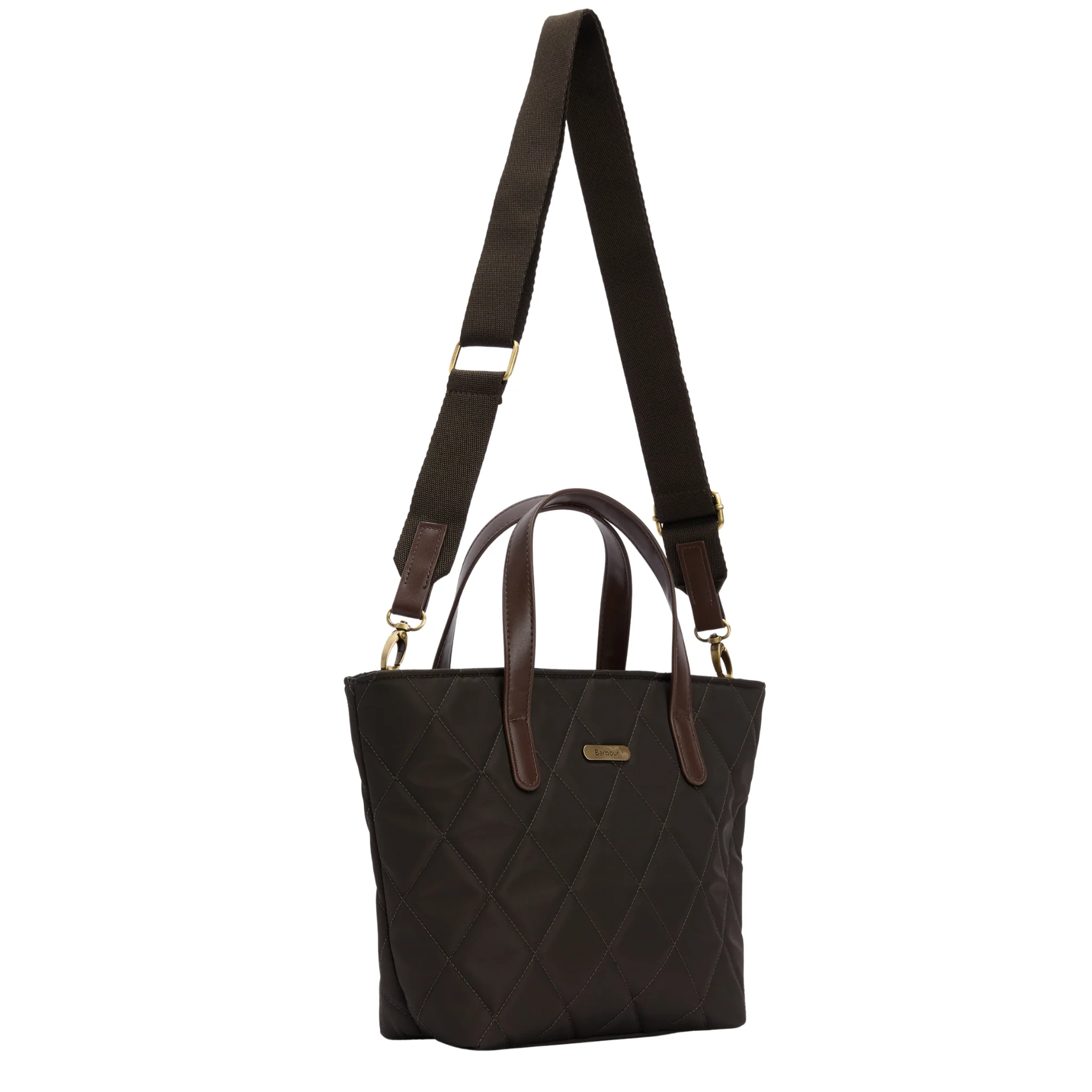 Womens Barbour Olive Quilted Mini Tote Bag - Image 3