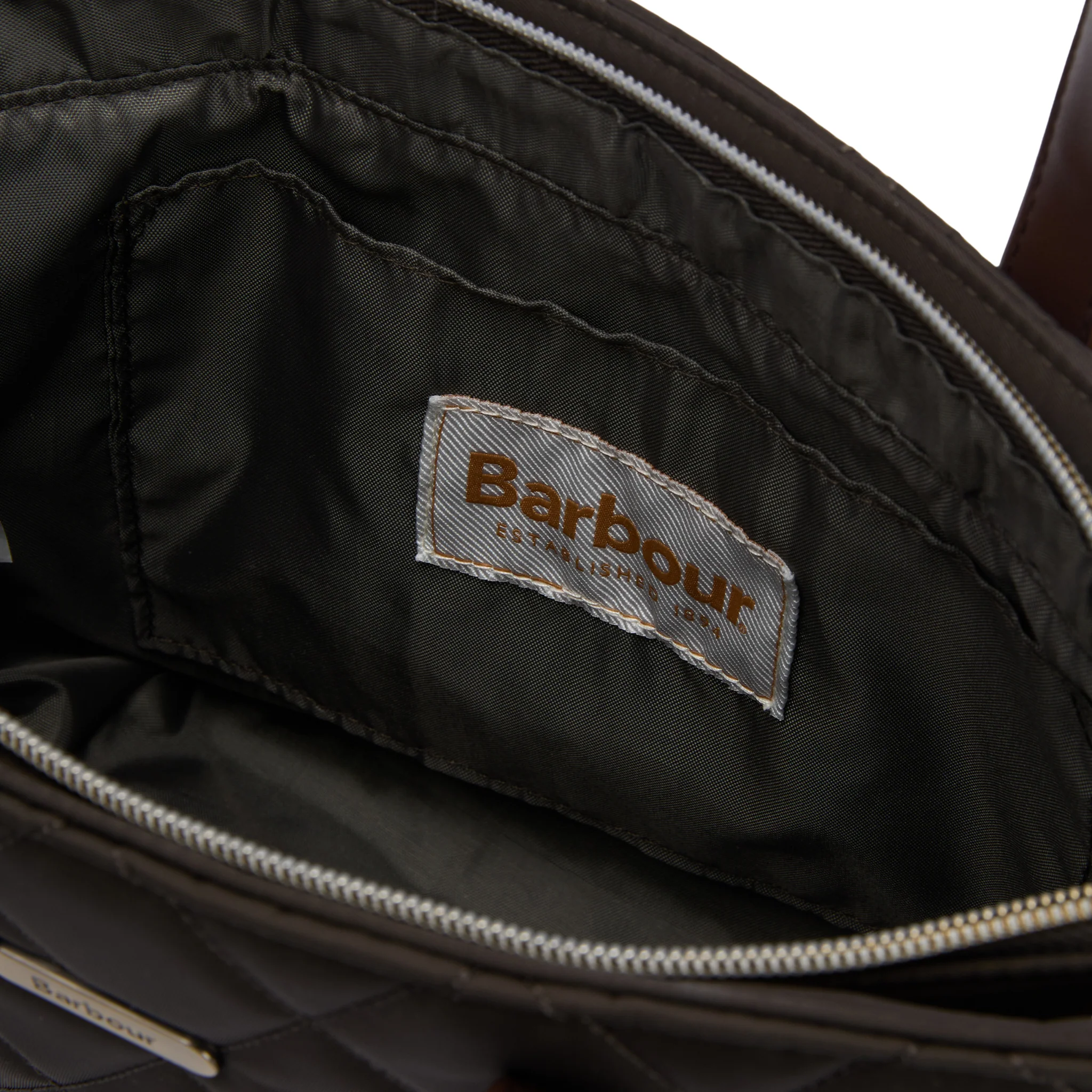 Womens Barbour Olive Quilted Mini Tote Bag - Image 9