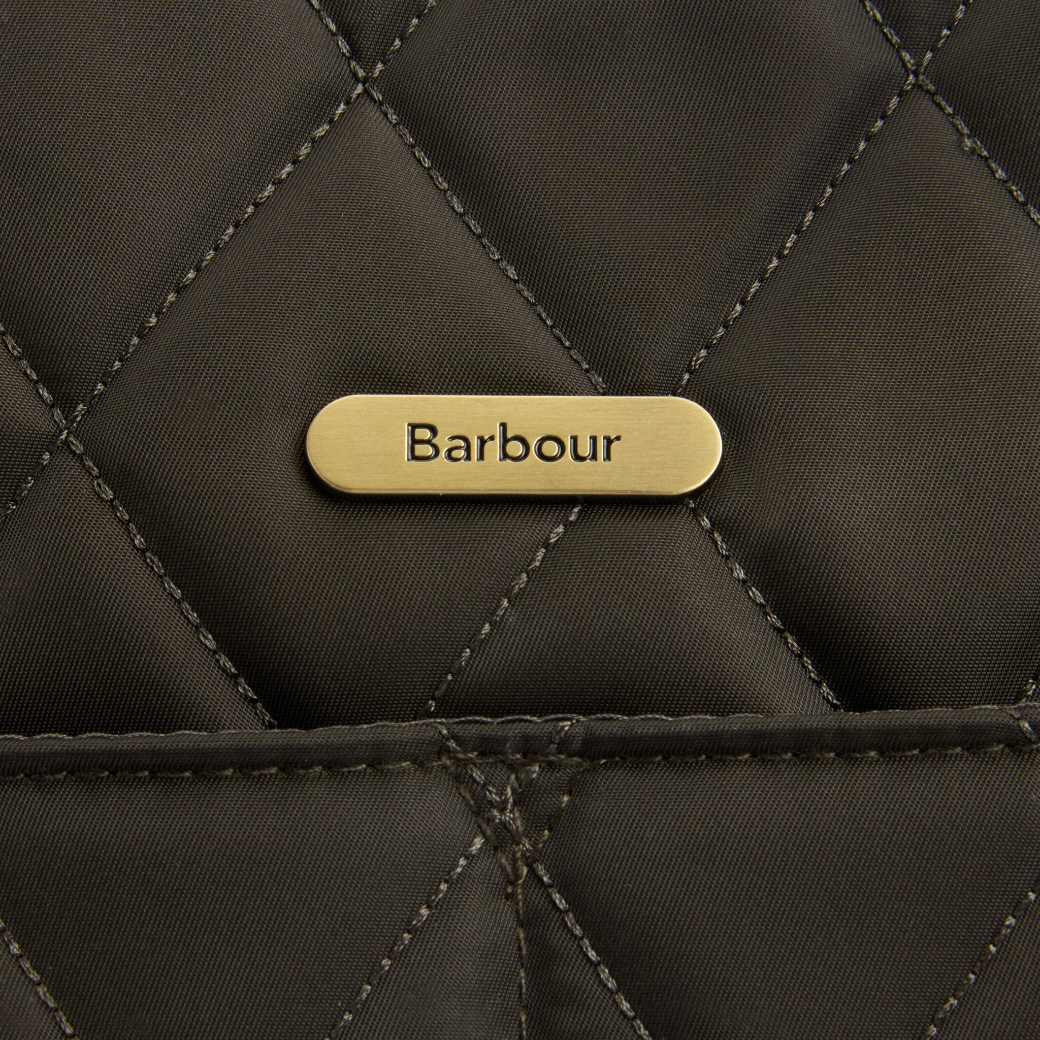 Womens Barbour Olive Quilted Tote Bag - Image 10