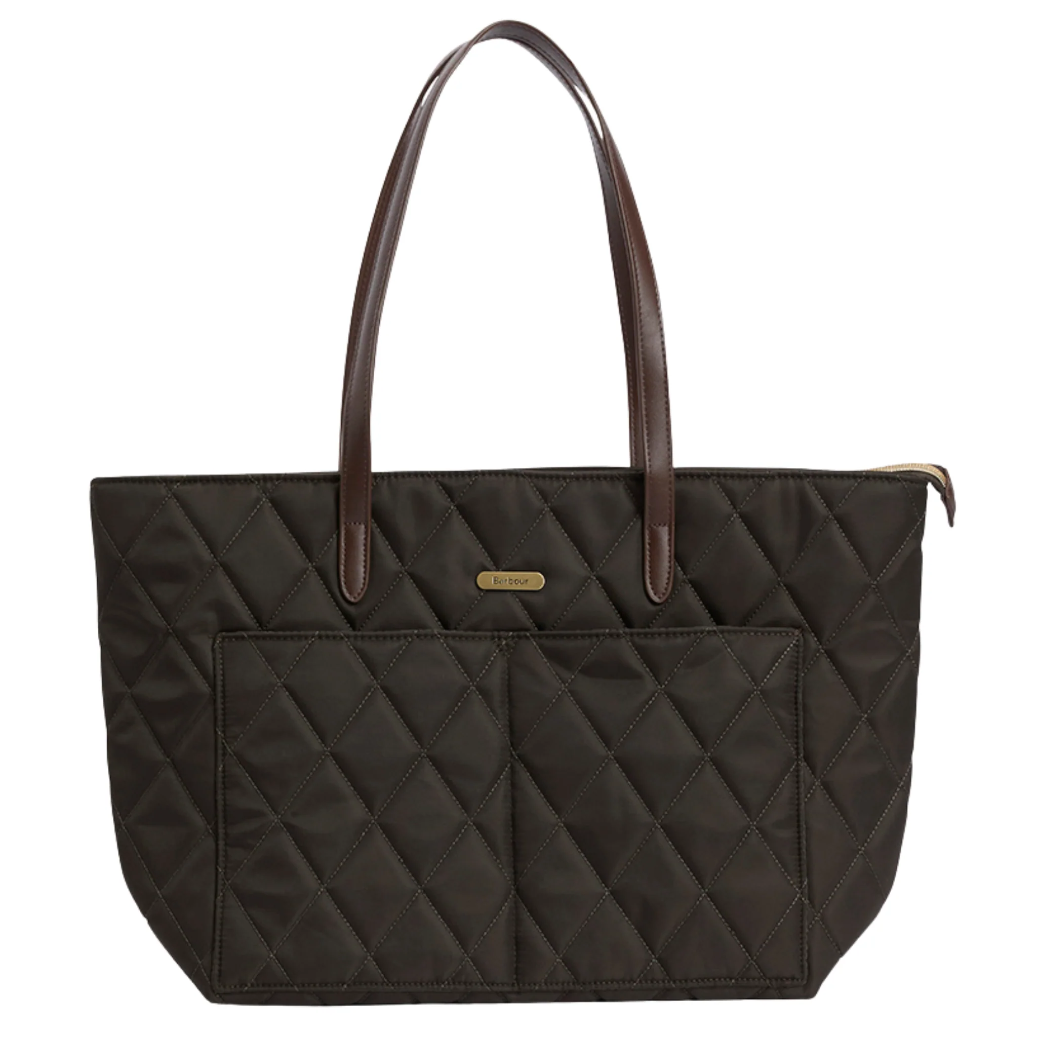 Womens Barbour Olive Quilted Tote Bag - Image 2