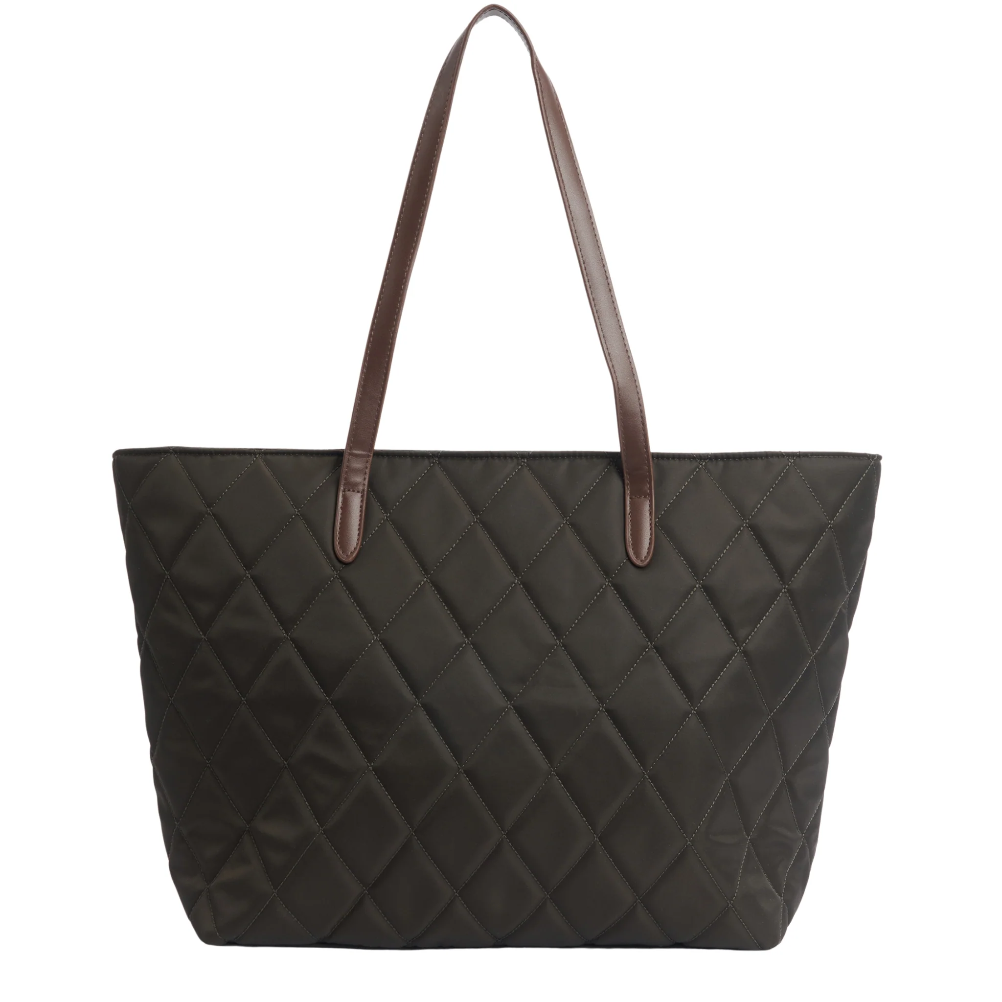 Womens Barbour Olive Quilted Tote Bag - Image 4