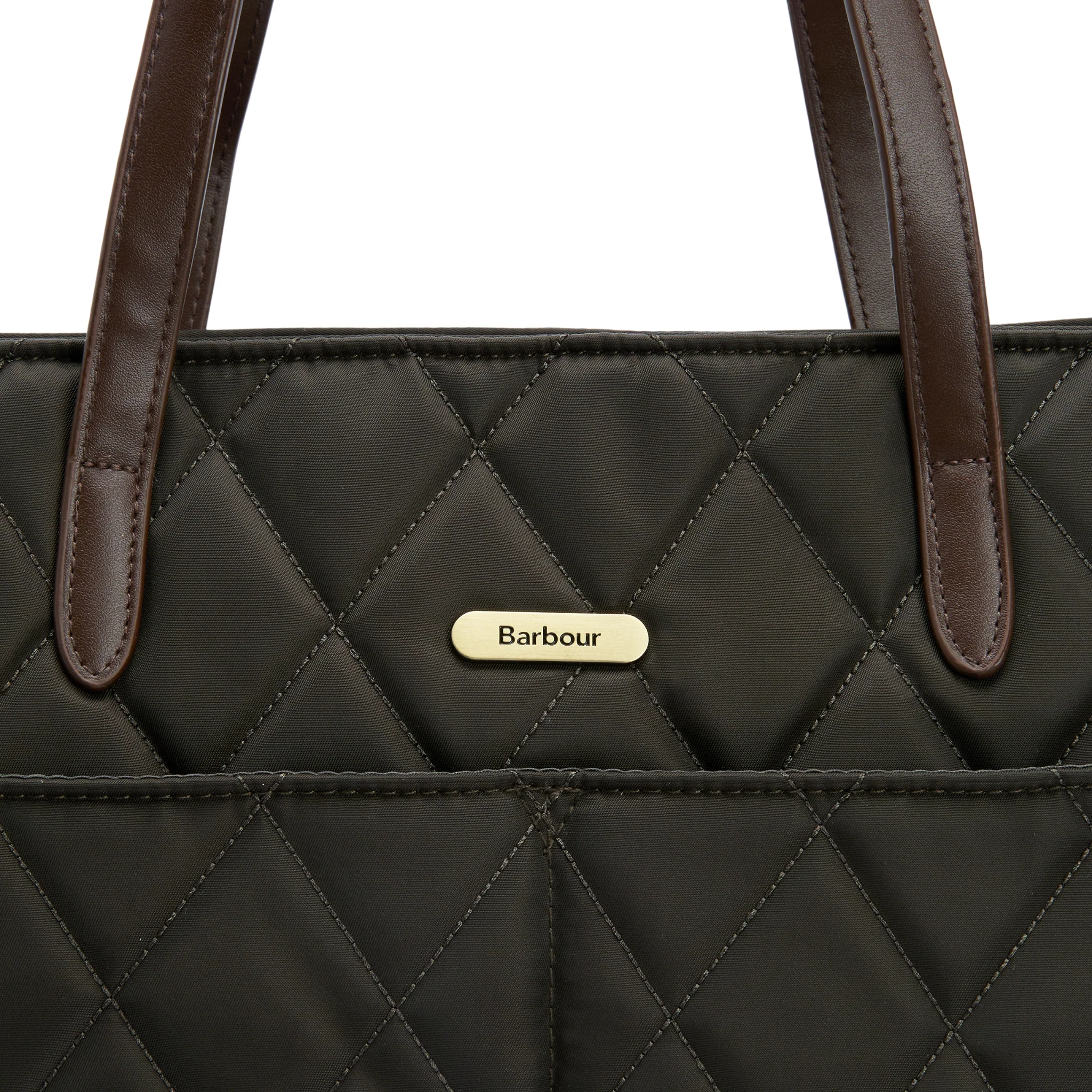 Womens Barbour Olive Quilted Tote Bag - Image 5