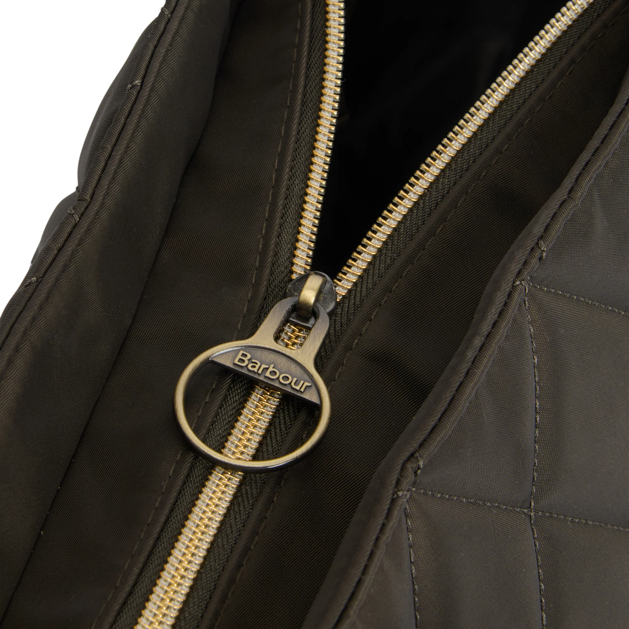 Womens Barbour Olive Quilted Tote Bag - Image 6