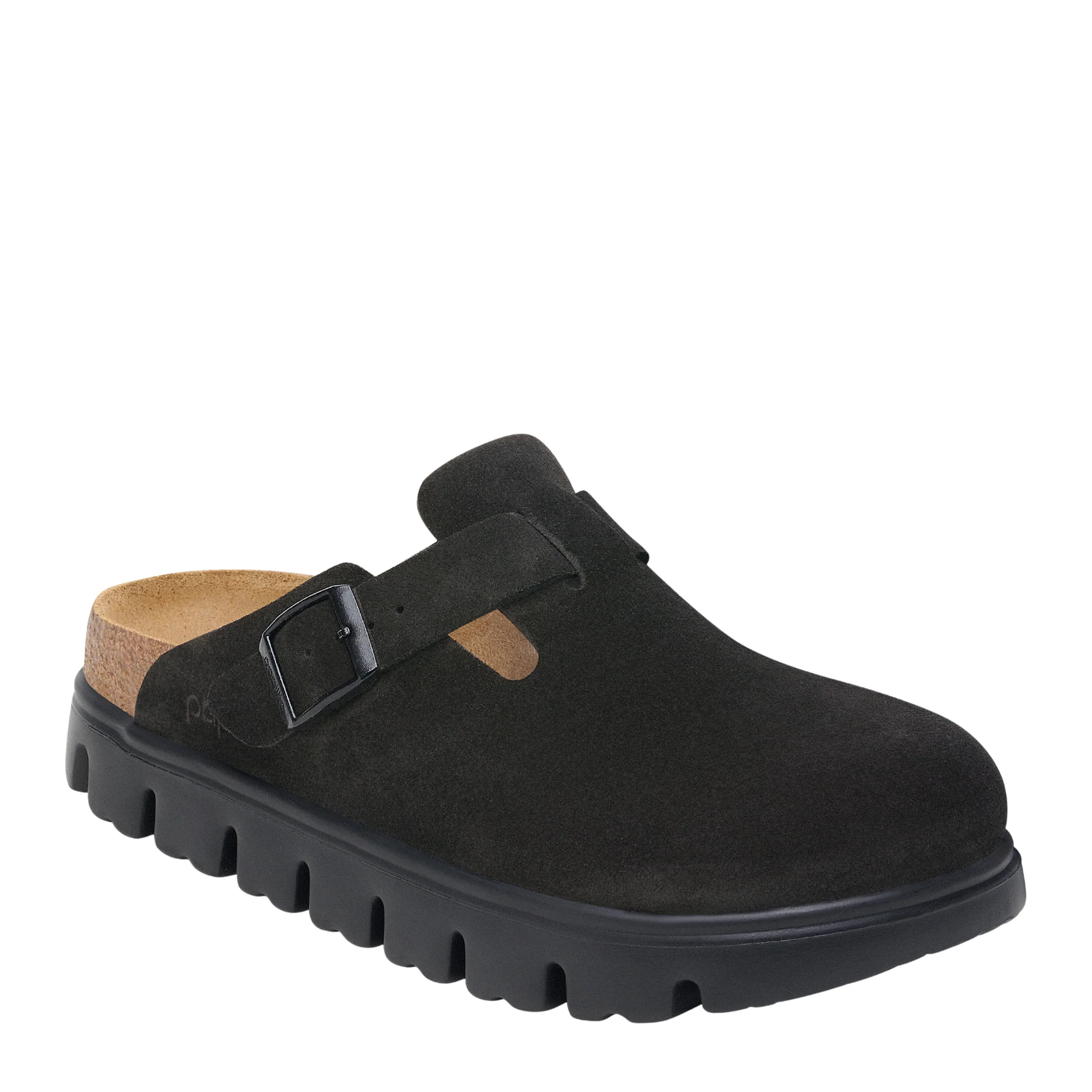 Womens Birkenstock Black/Black Boston Chunky Suede Sandals - Image 2
