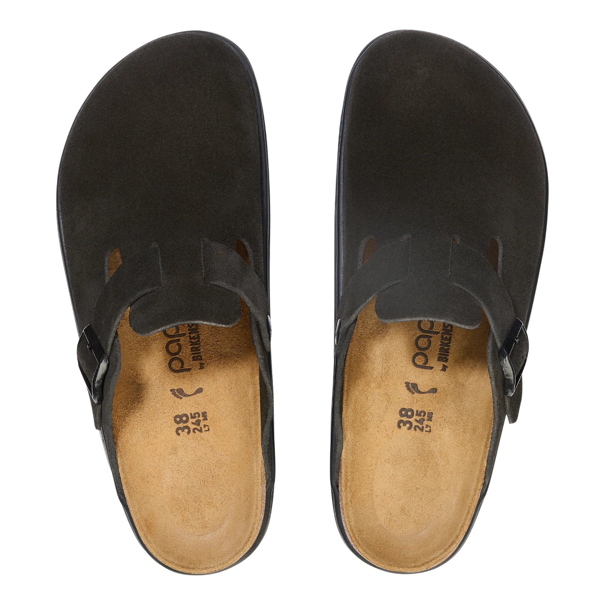 Womens Birkenstock Black/Black Boston Chunky Suede Sandals - Image 3