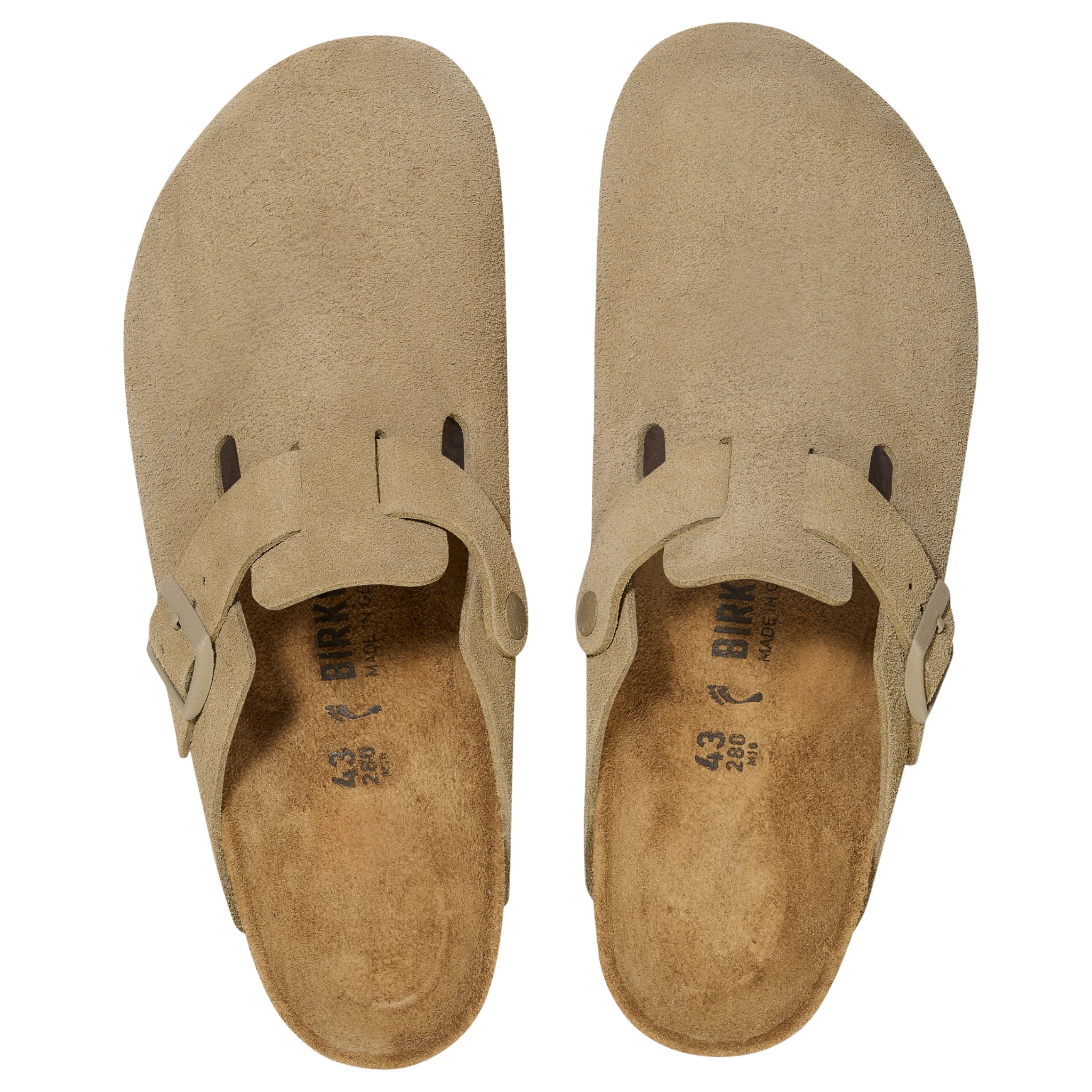 Womens Birkenstock Faded Khaki Boston Suede Clogs - Image 3