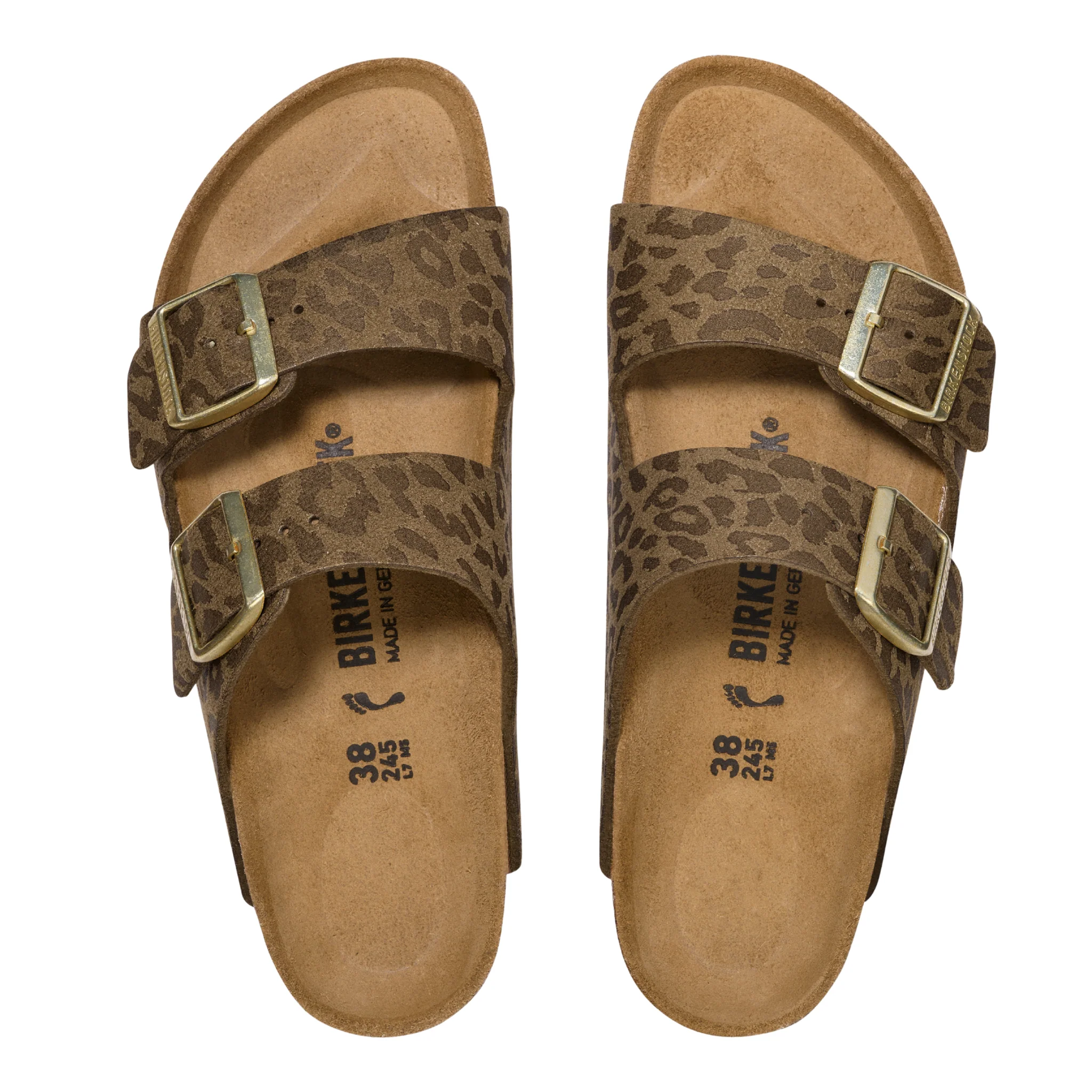 Womens Birkenstock Leo Khaki Arizona BS Synthetik Sandals - Image 3