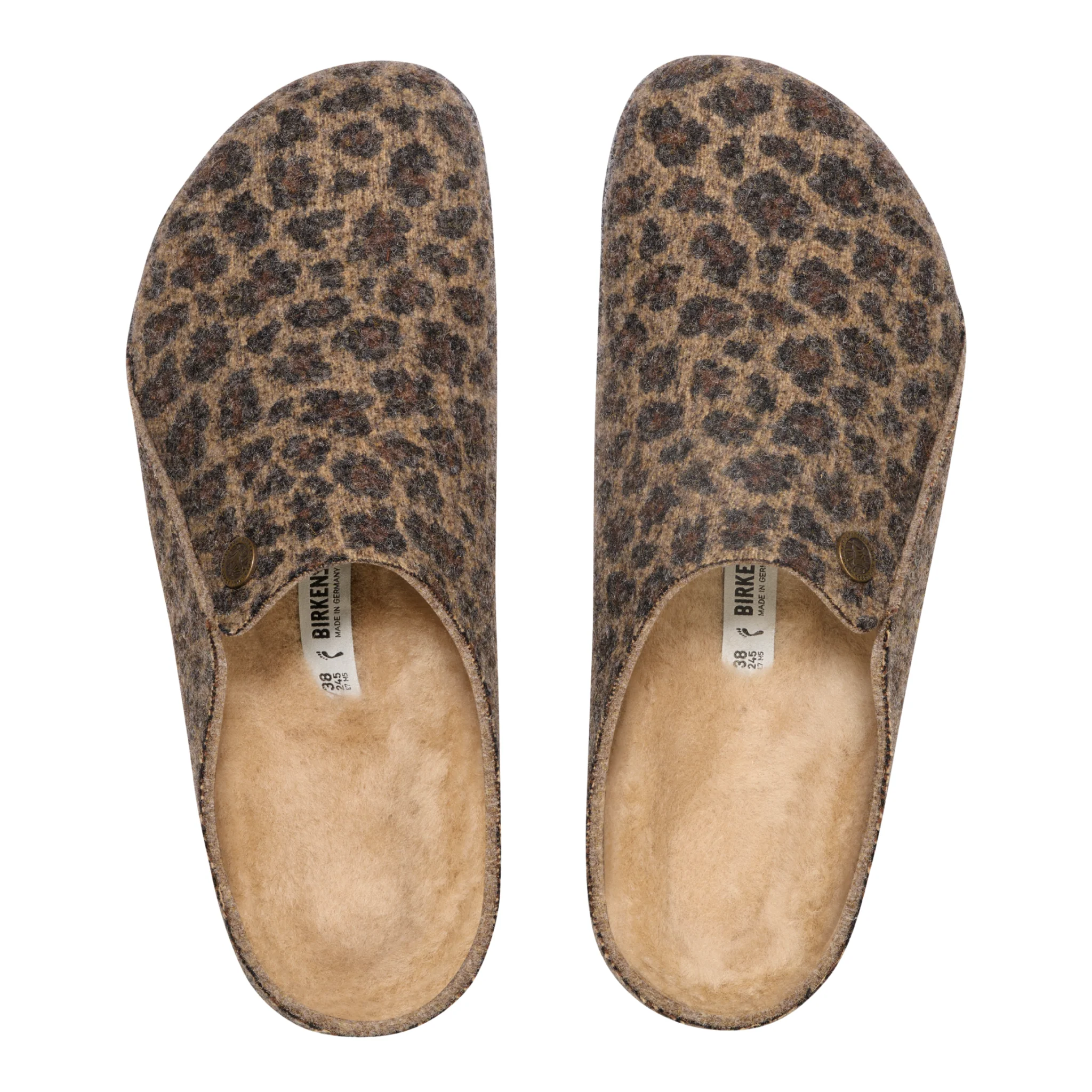 Womens Birkenstock Leo Toffee Melange Zermatt Shearling Felt Slippers - Image 2