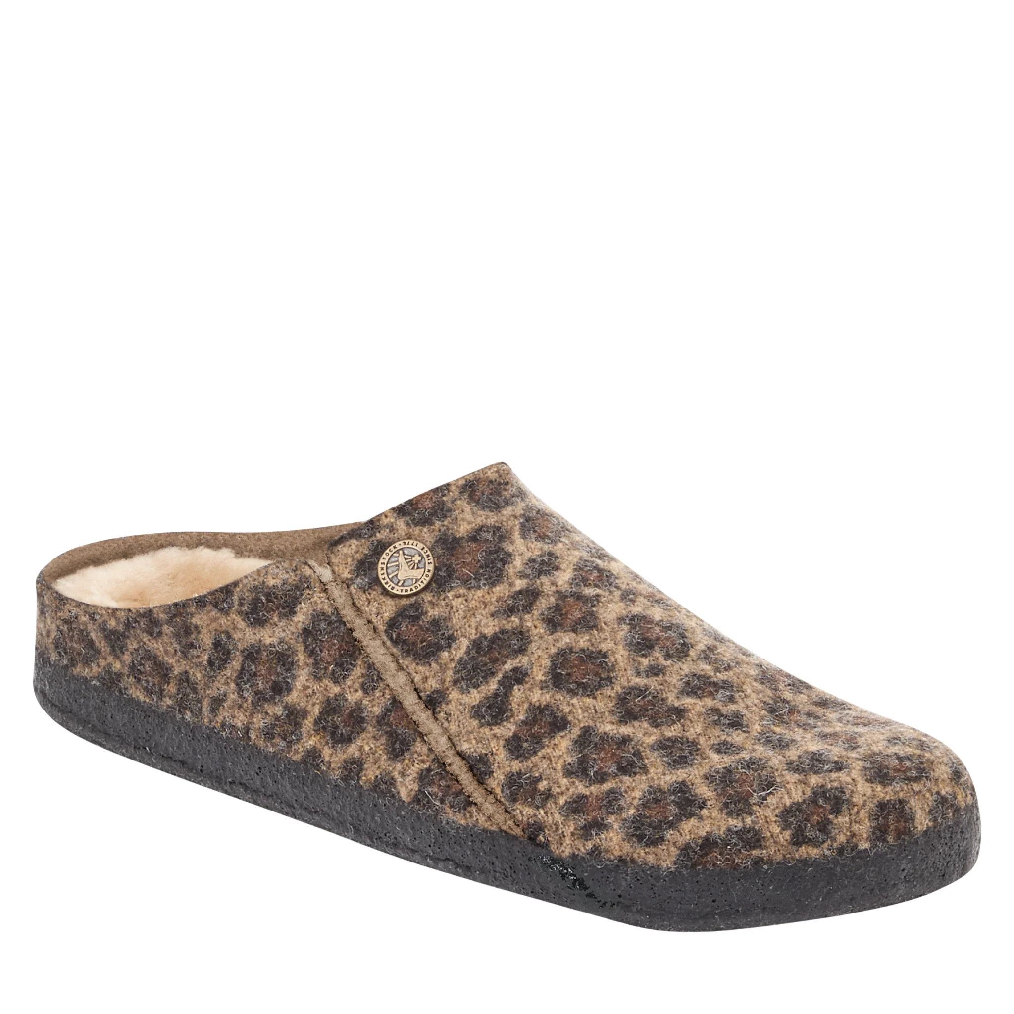 Womens Birkenstock Leo Toffee Melange Zermatt Shearling Felt Slippers - Image 3