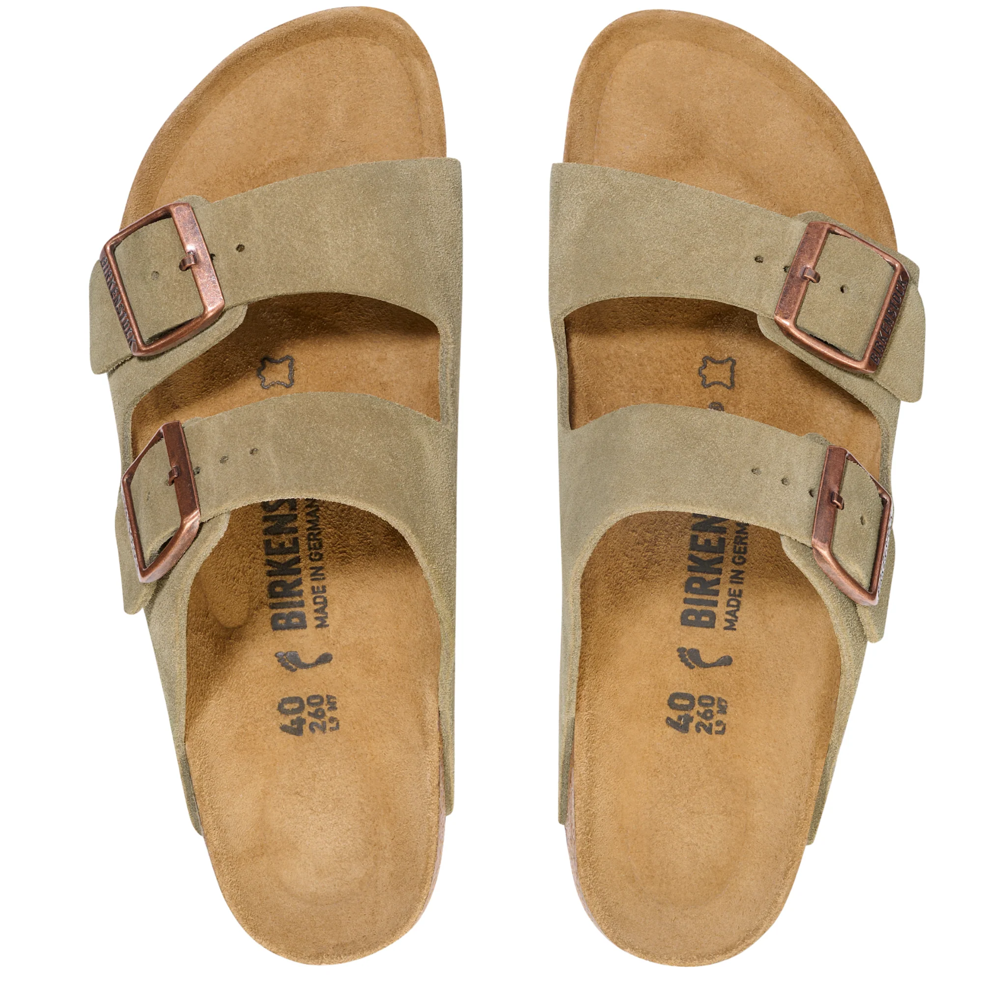 Womens Birkenstock Taupe Arizona Suede Sandals - Image 3